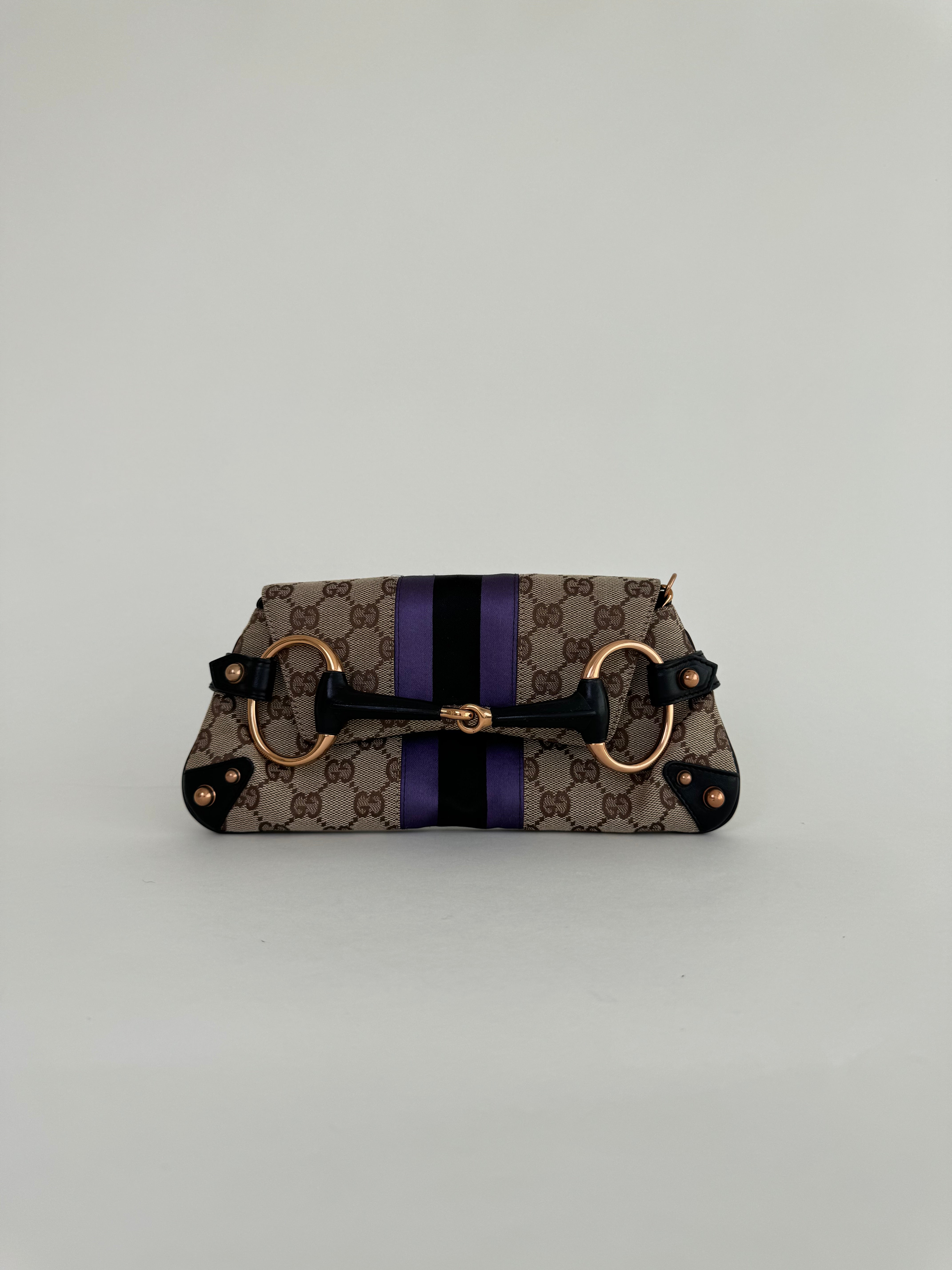 Gucci Tom Ford Horsebit Canvas Clutch/Shoulder Bag