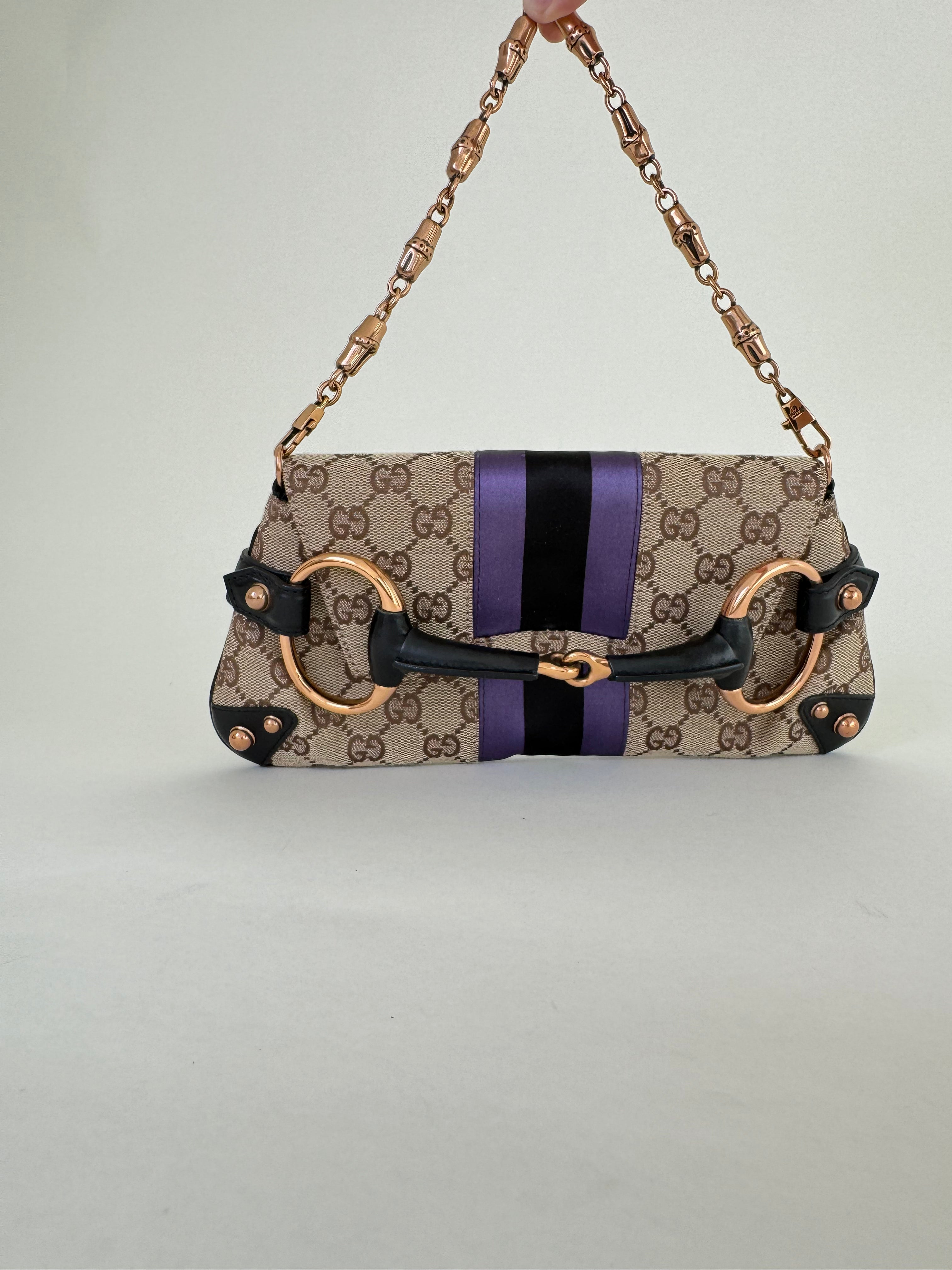 Gucci Tom Ford Horsebit Canvas Clutch/Shoulder Bag