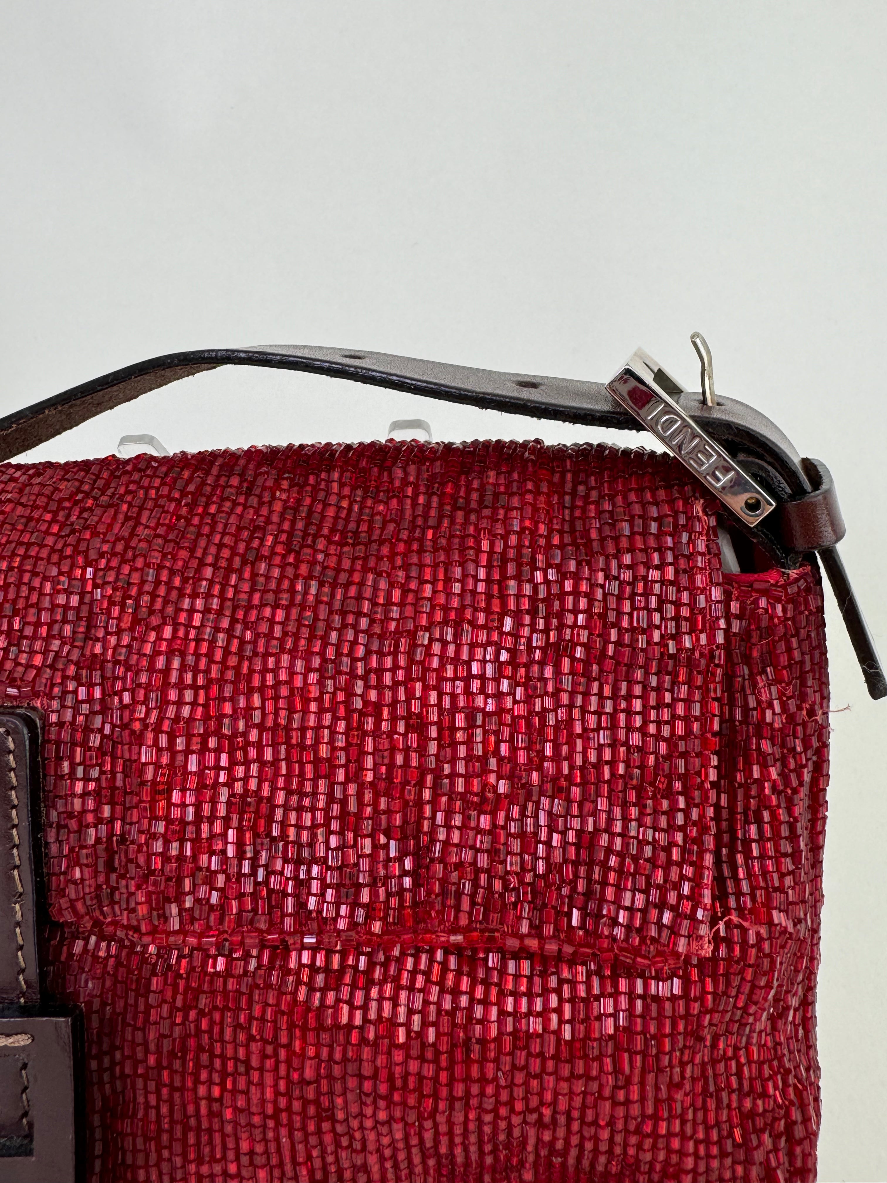 Fendi Beaded Red Baguette