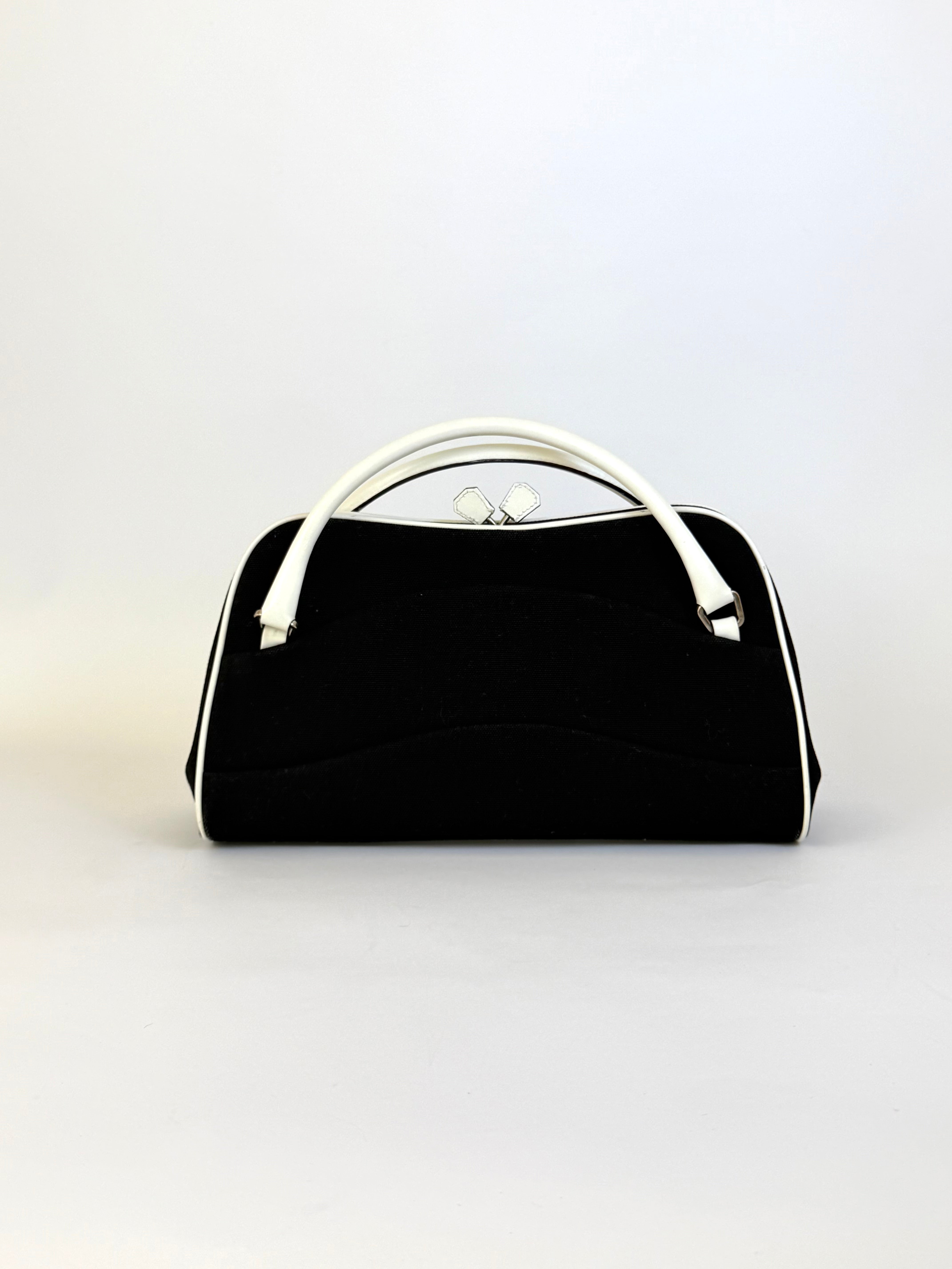 Prada Vintage Black Canvas Frame Bag