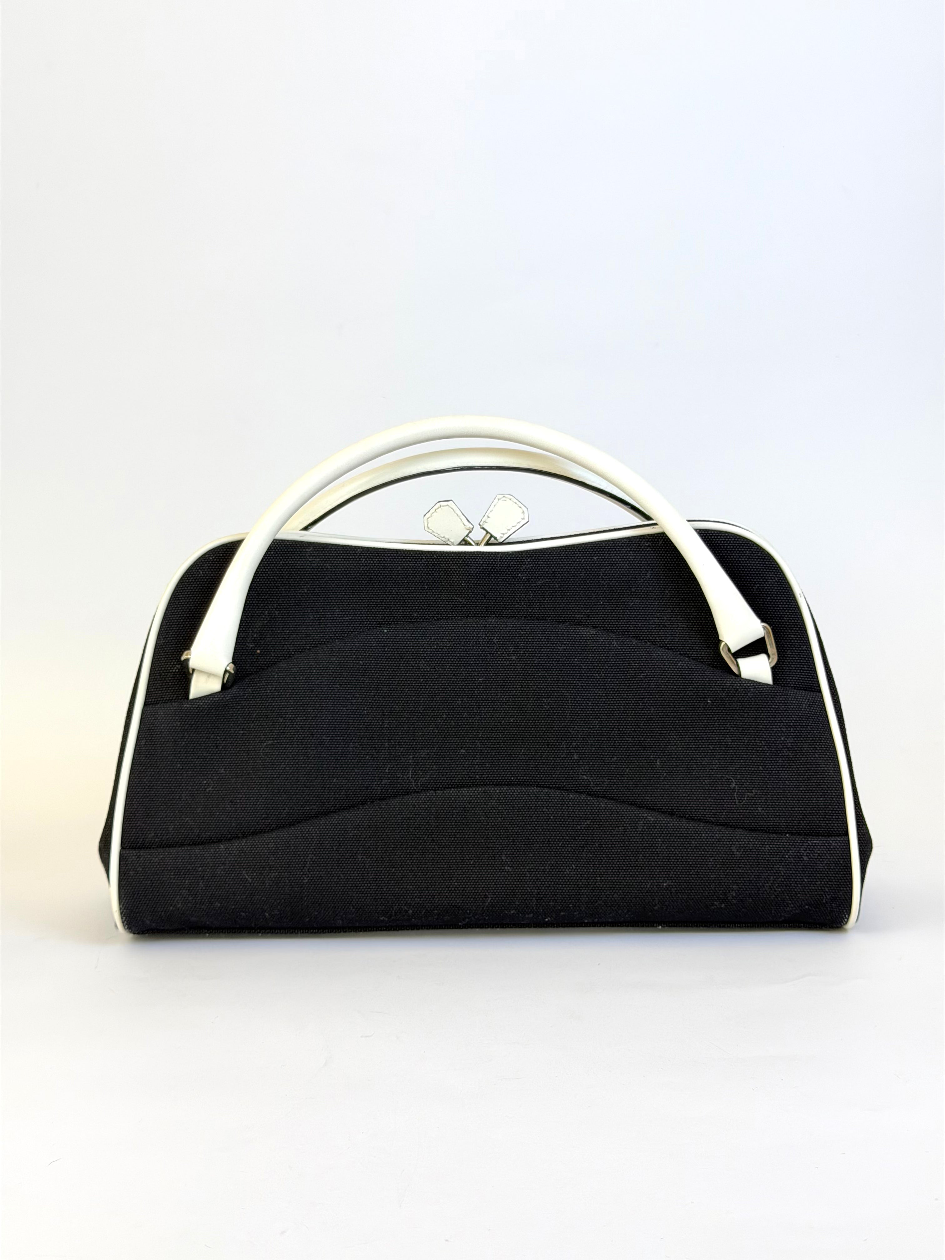 Prada Vintage Black Canvas Frame Bag
