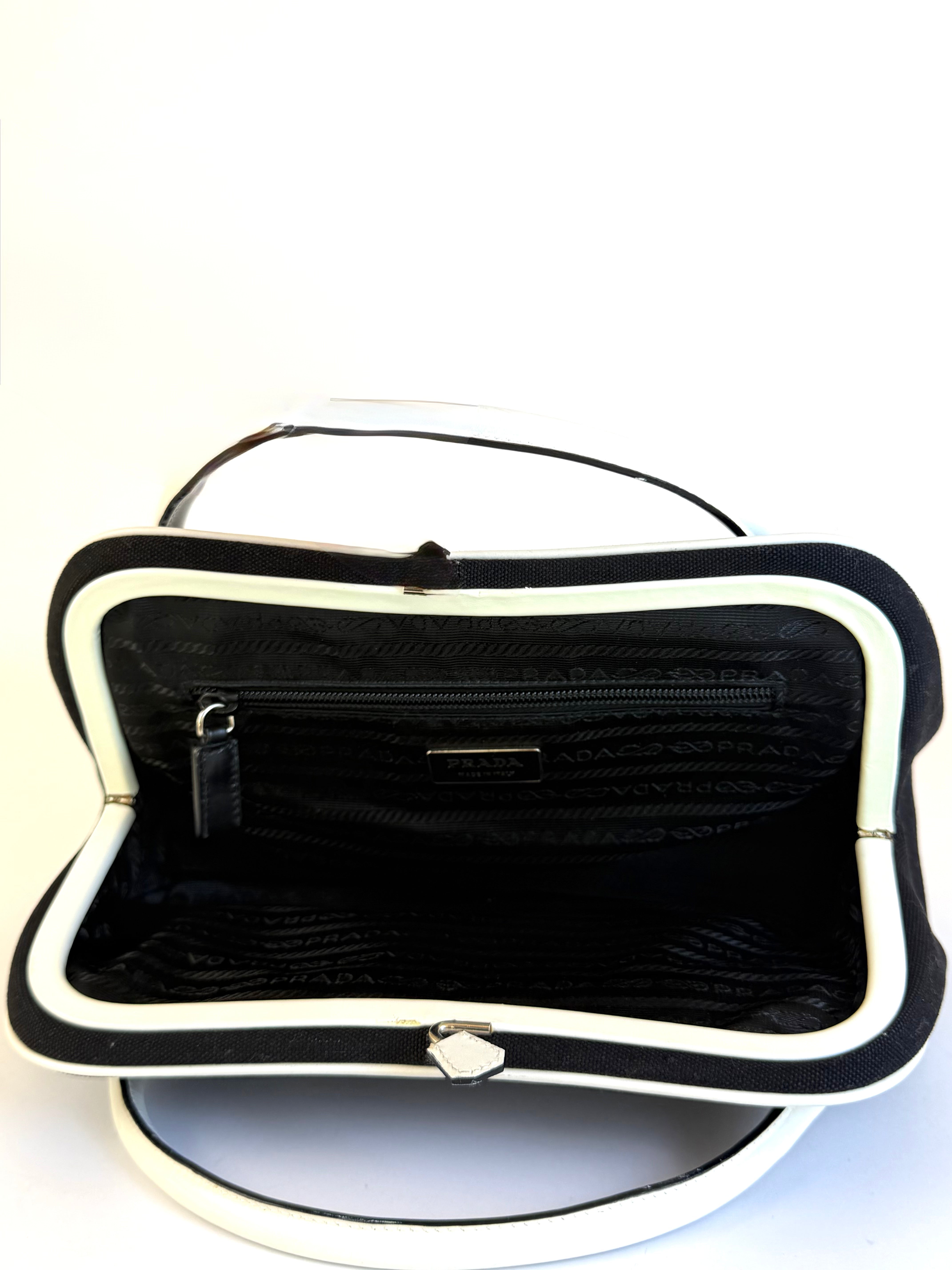 Prada Vintage Black Canvas Frame Bag