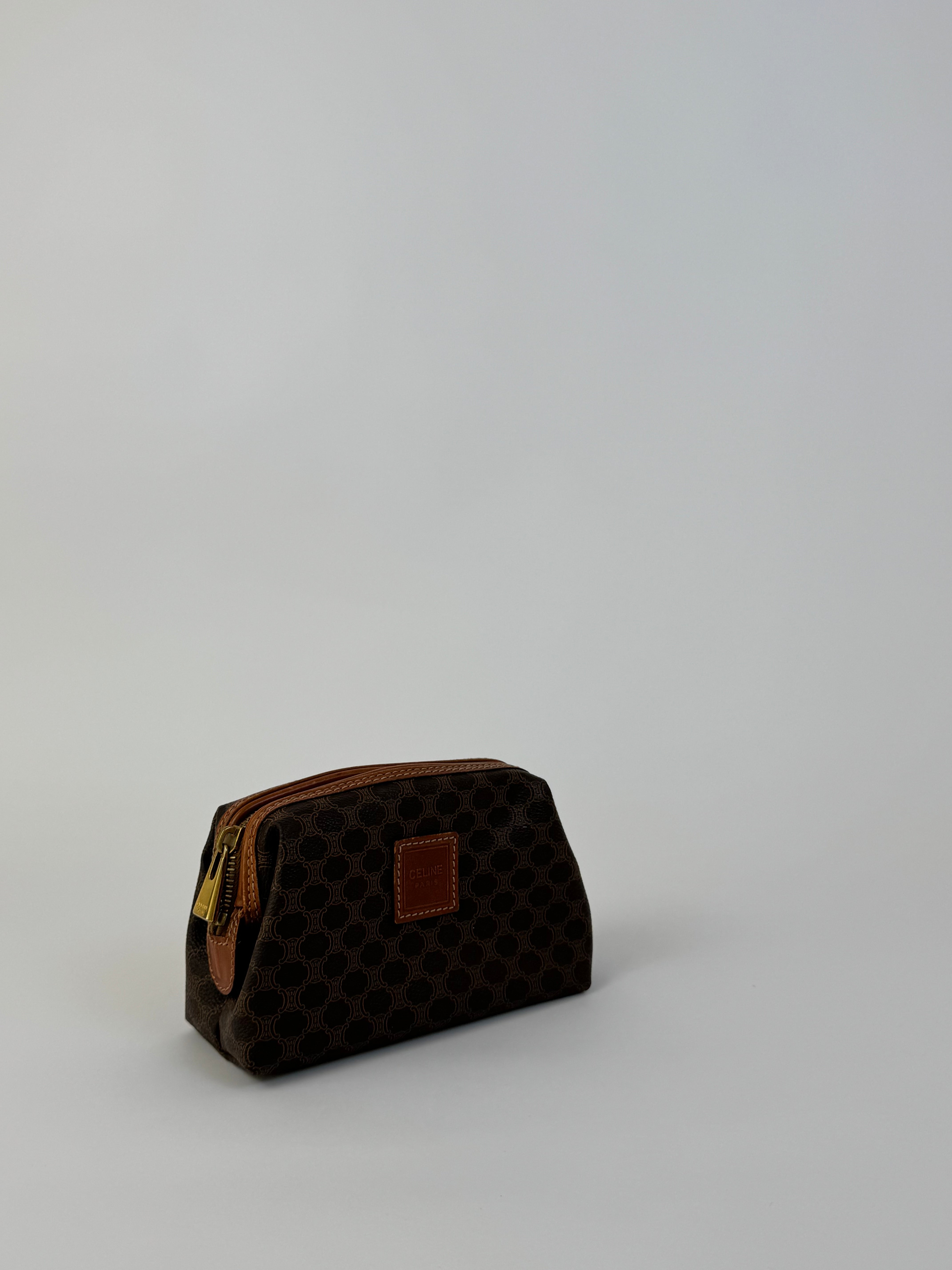 Celine Brown Macadam Cosmetic Bag Small