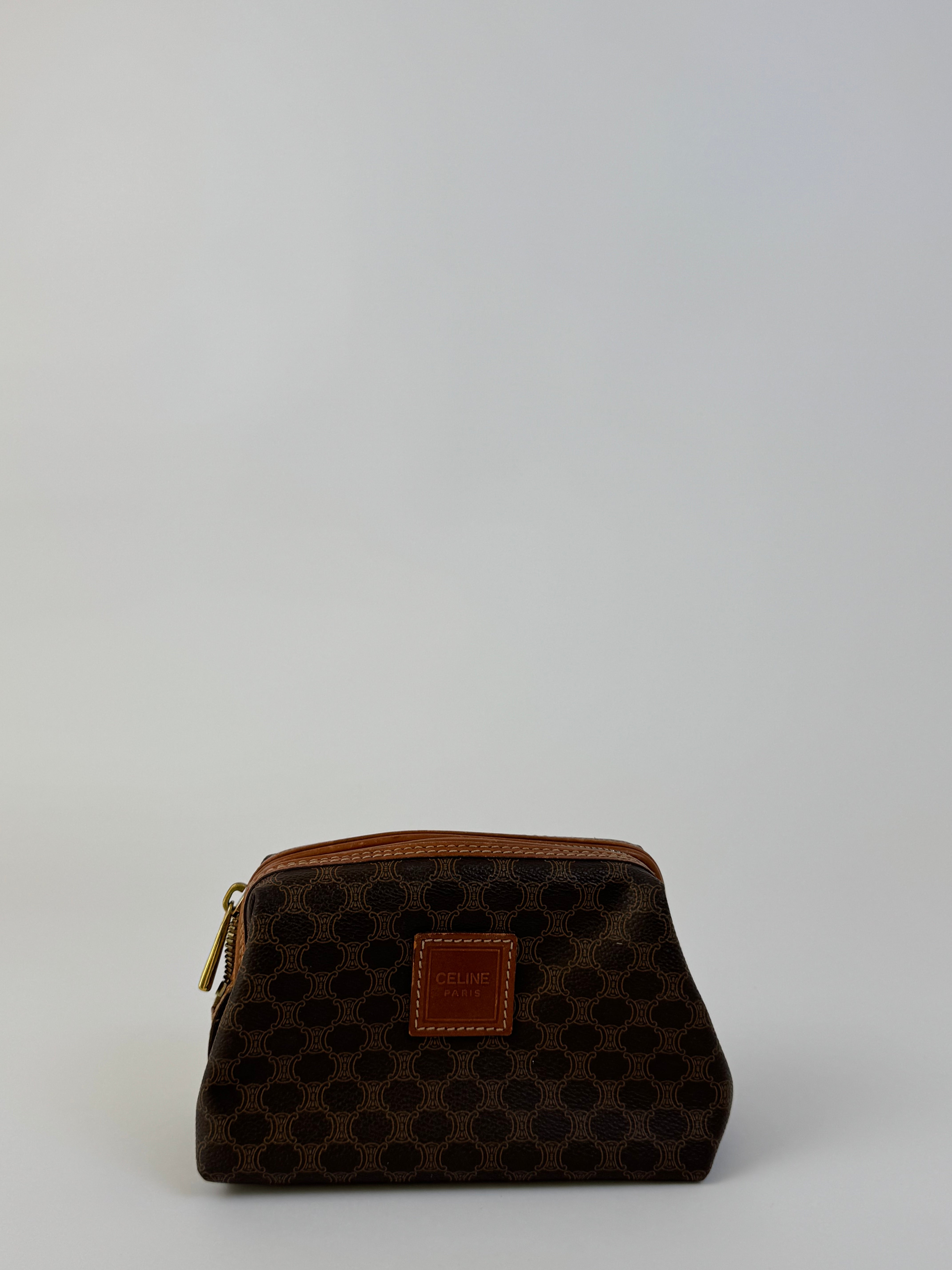 Celine Brown Macadam Cosmetic Bag Small