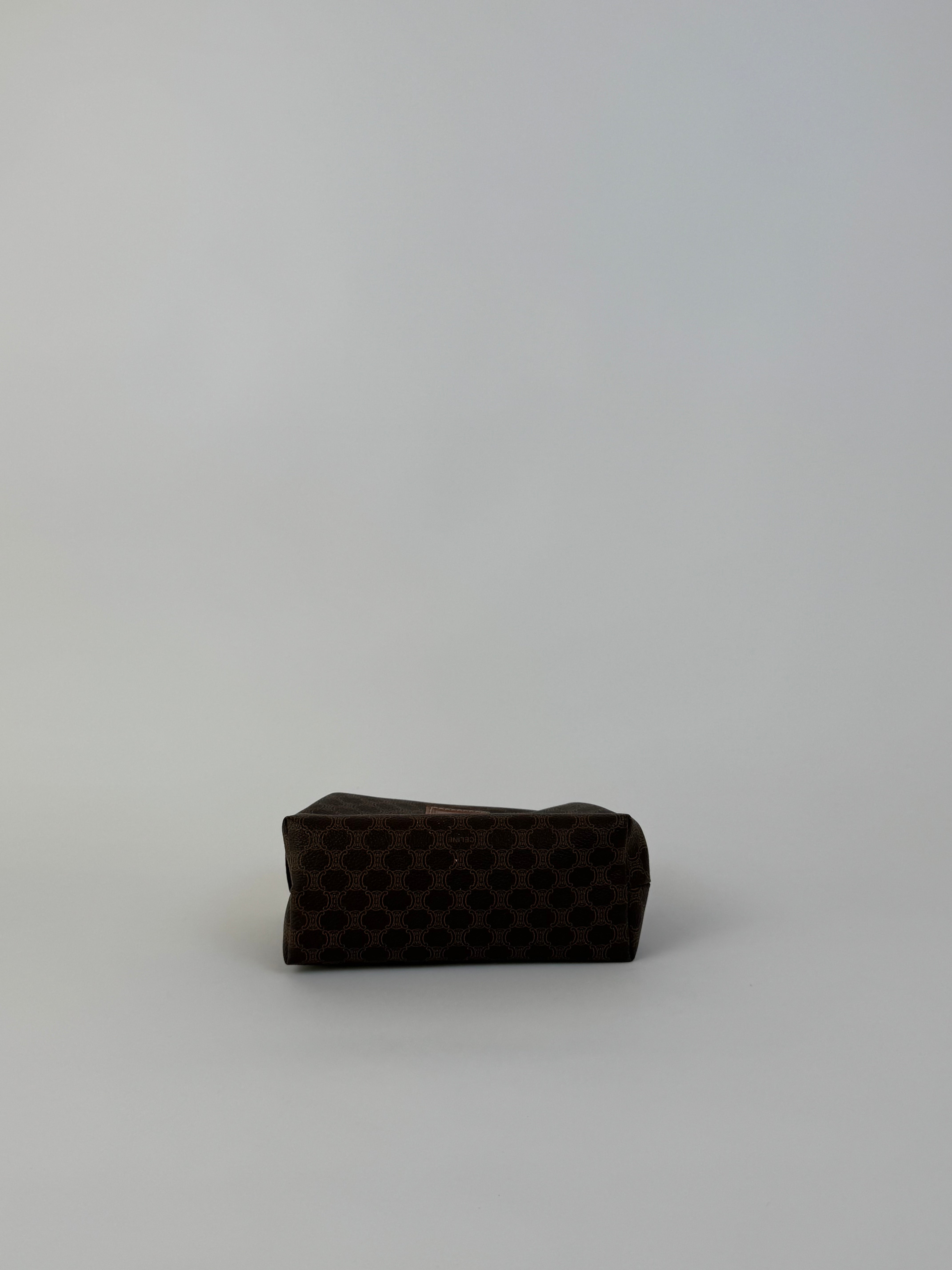 Celine Brown Macadam Cosmetic Bag Small