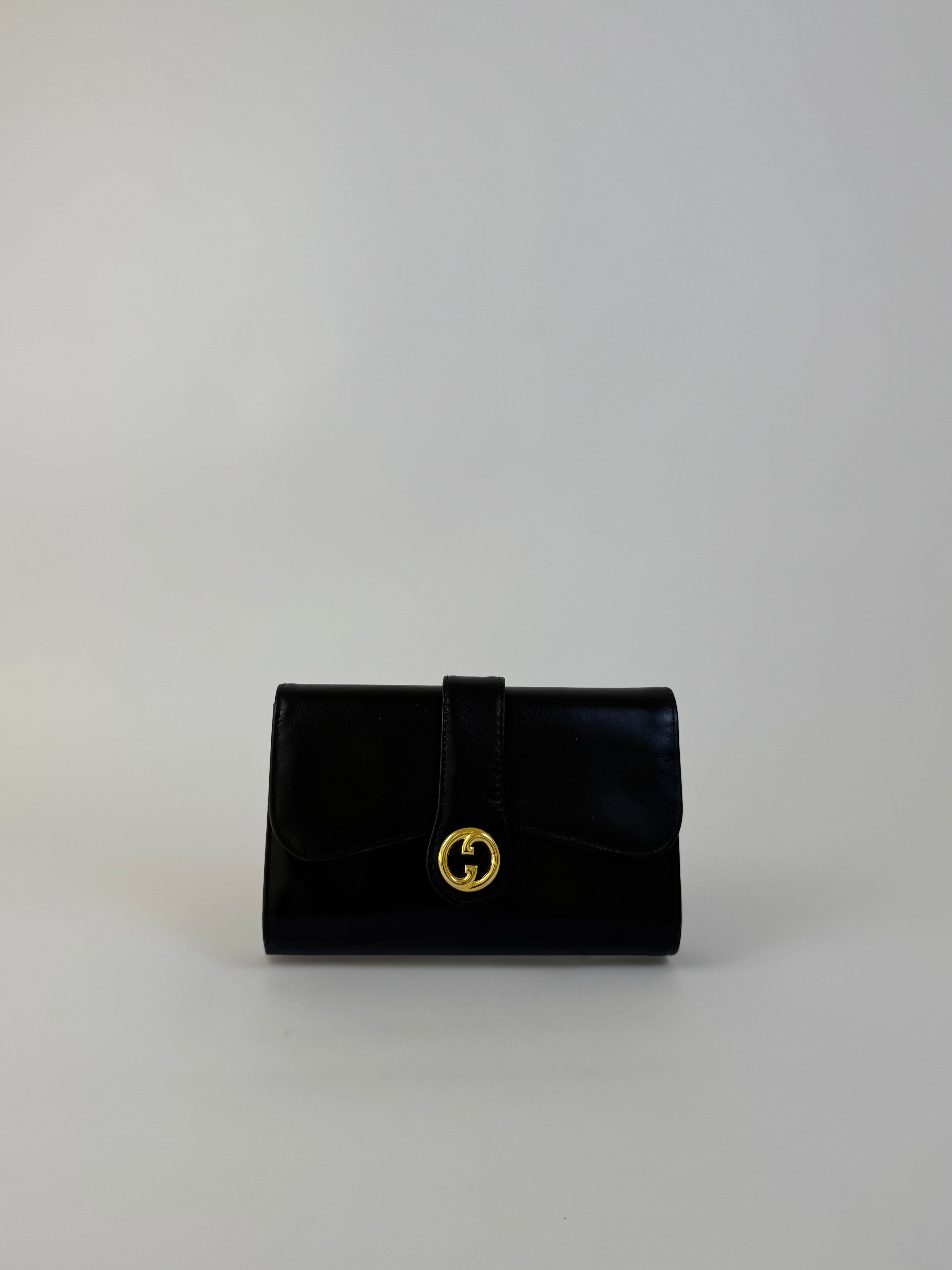 Gucci Vintage Black Leather Clutch