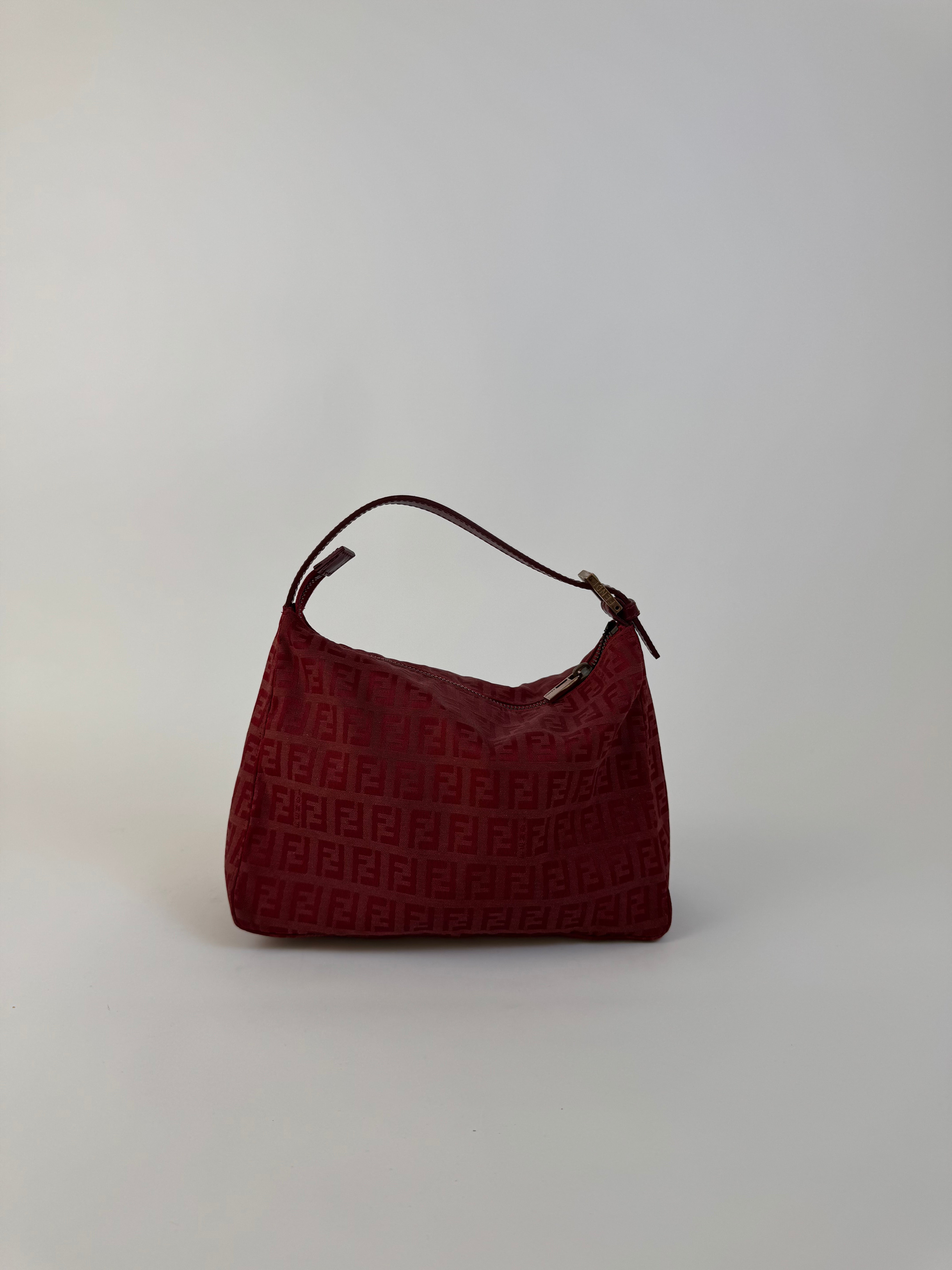 Fendi Red Zucchino Canvas Handbag