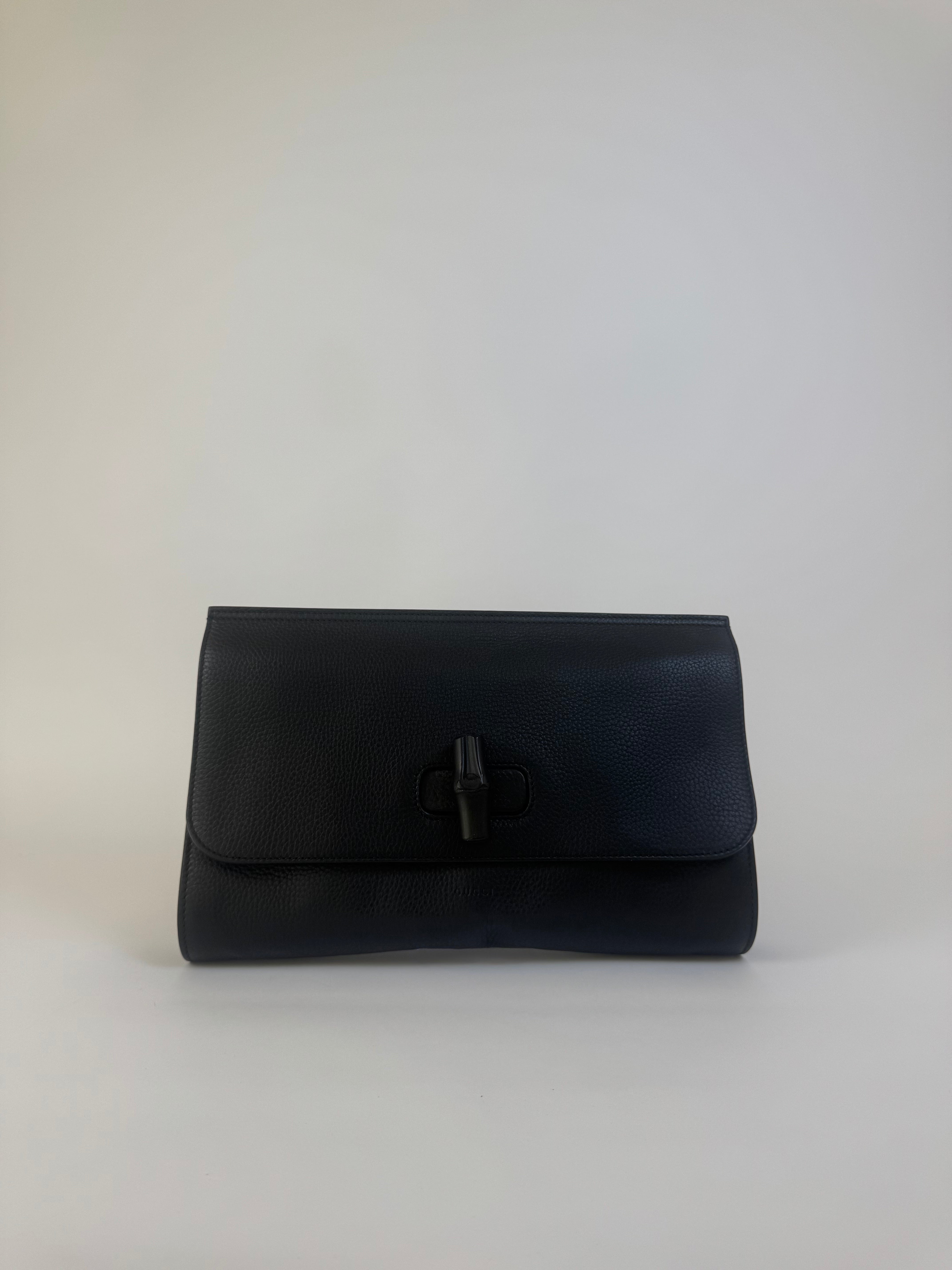 Gucci Vintage Leather Bamboo Clutch