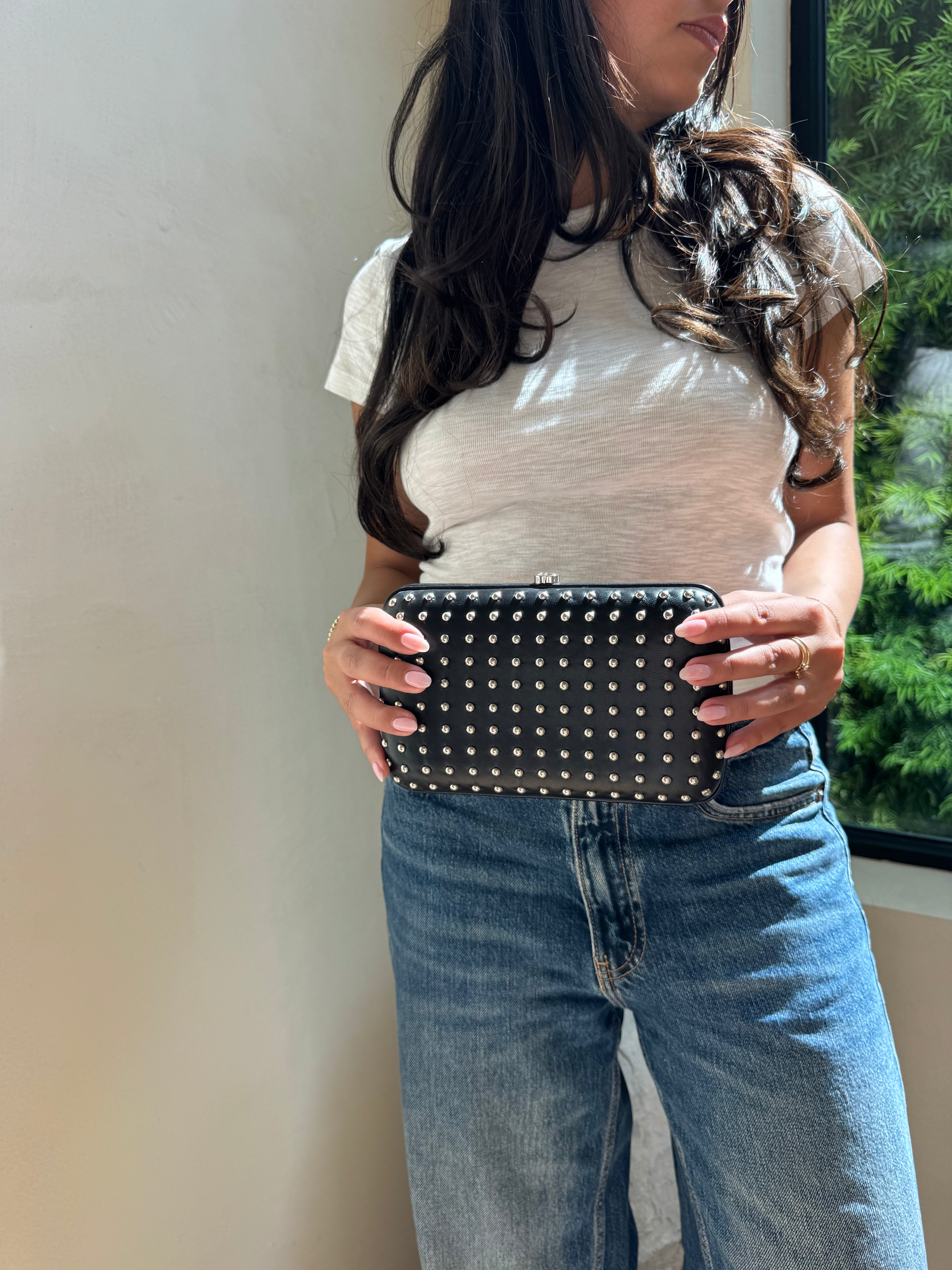 Gucci Leather Studded Clutch