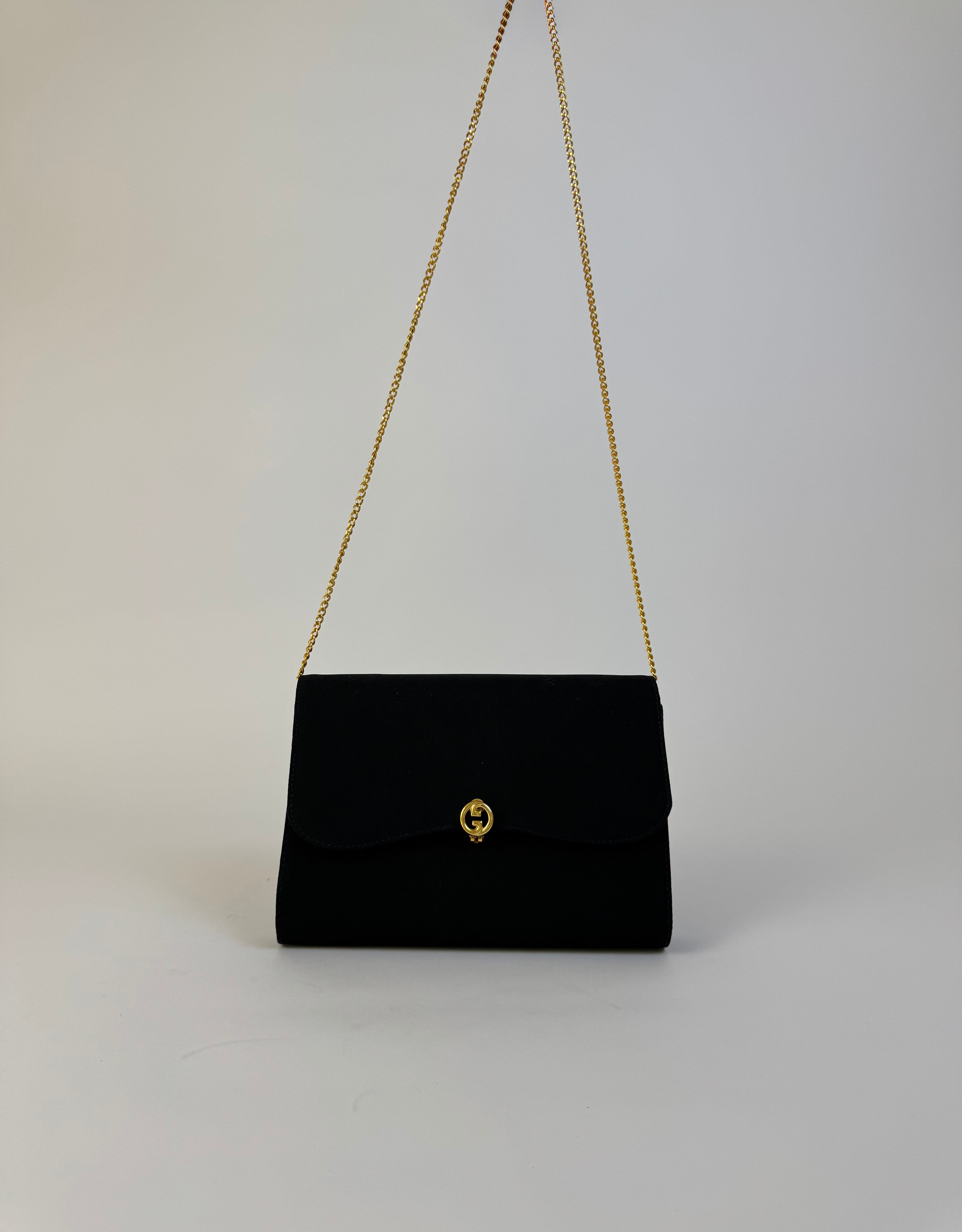 Gucci Vintage Black Grosgrain Clutch