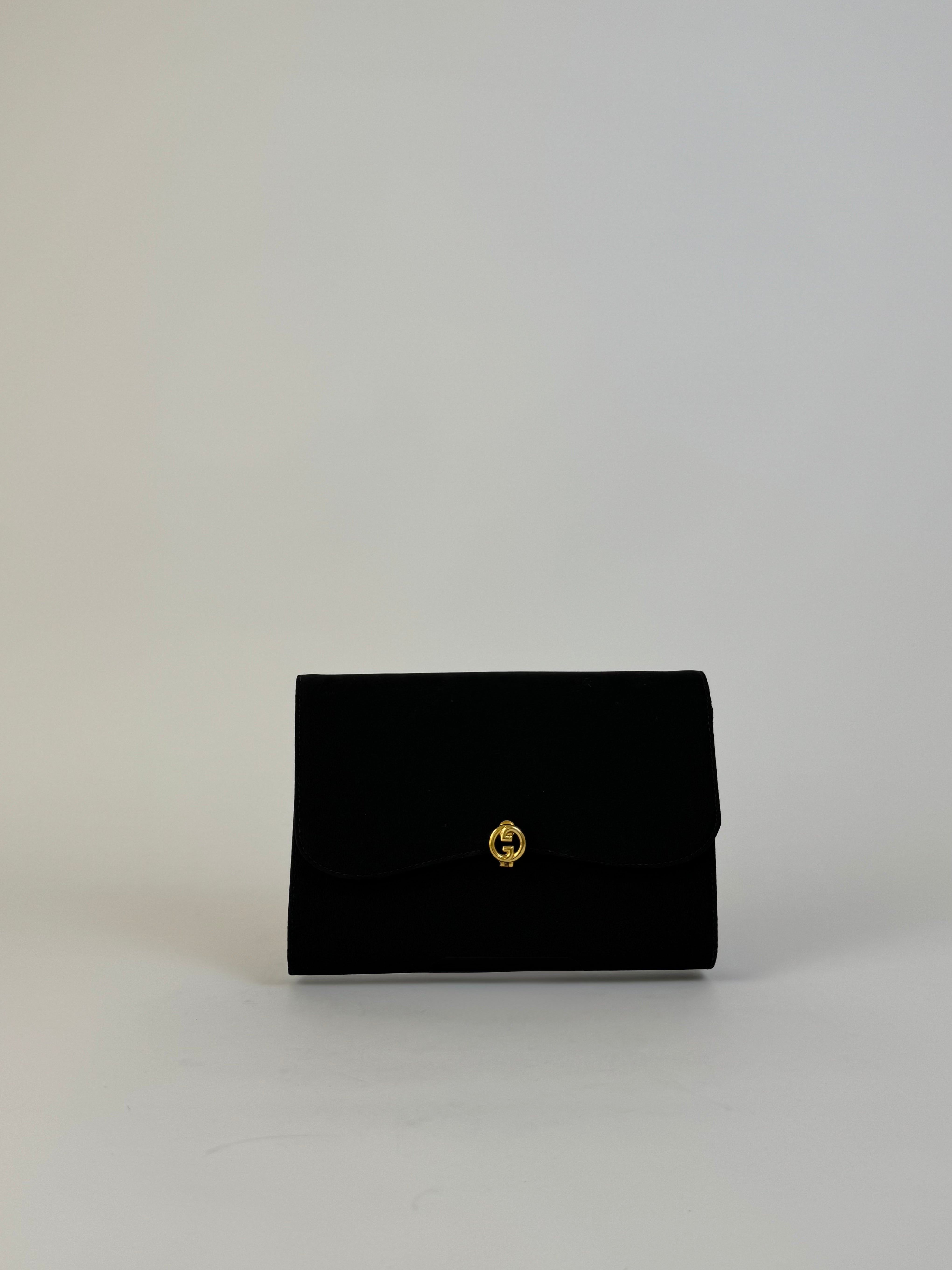 Gucci Vintage Black Grosgrain Clutch