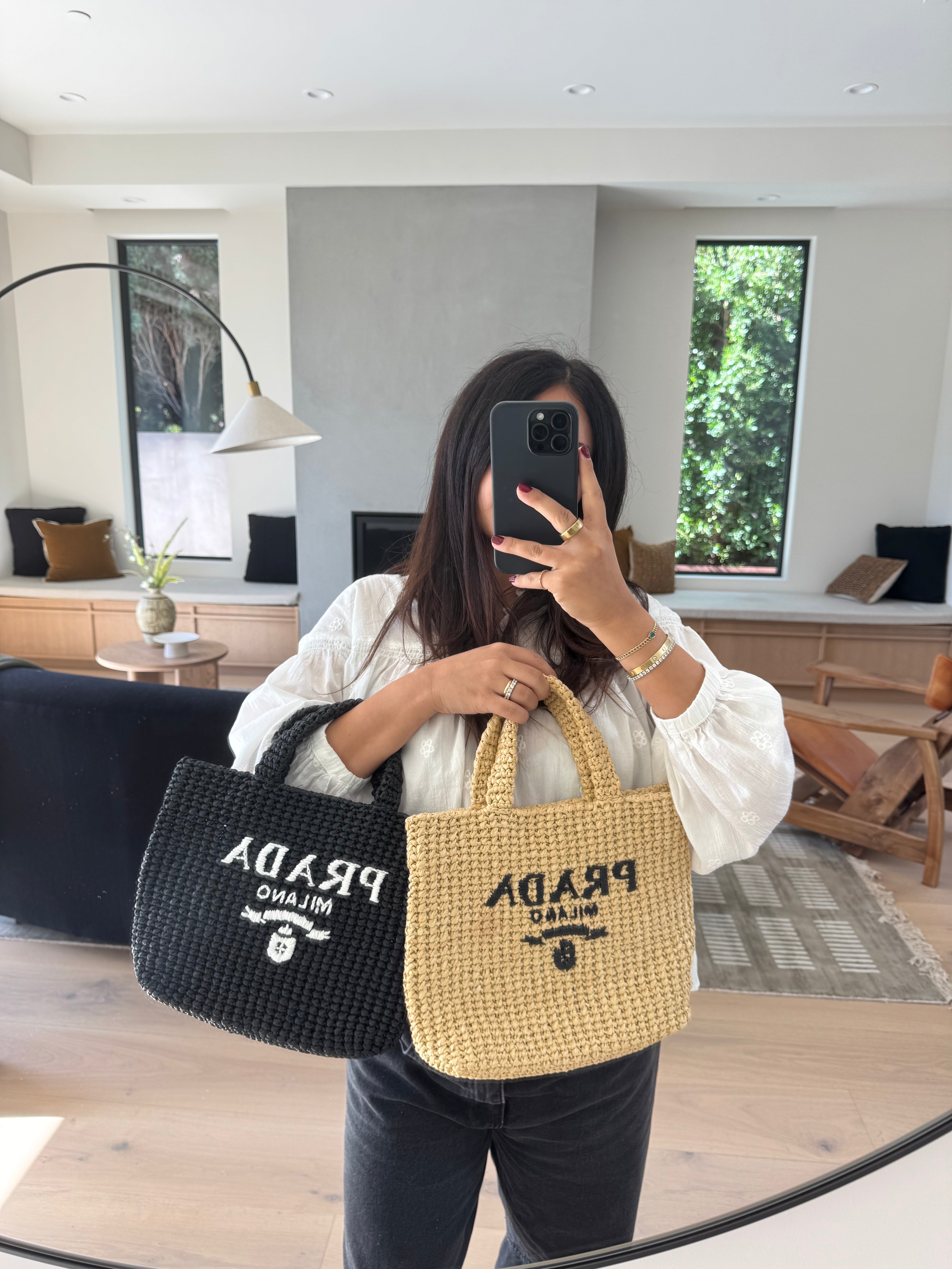 Prada Raffia Crochet Black Straw Tote Bag Prada Raffia Crochet Black Straw Tote Bag