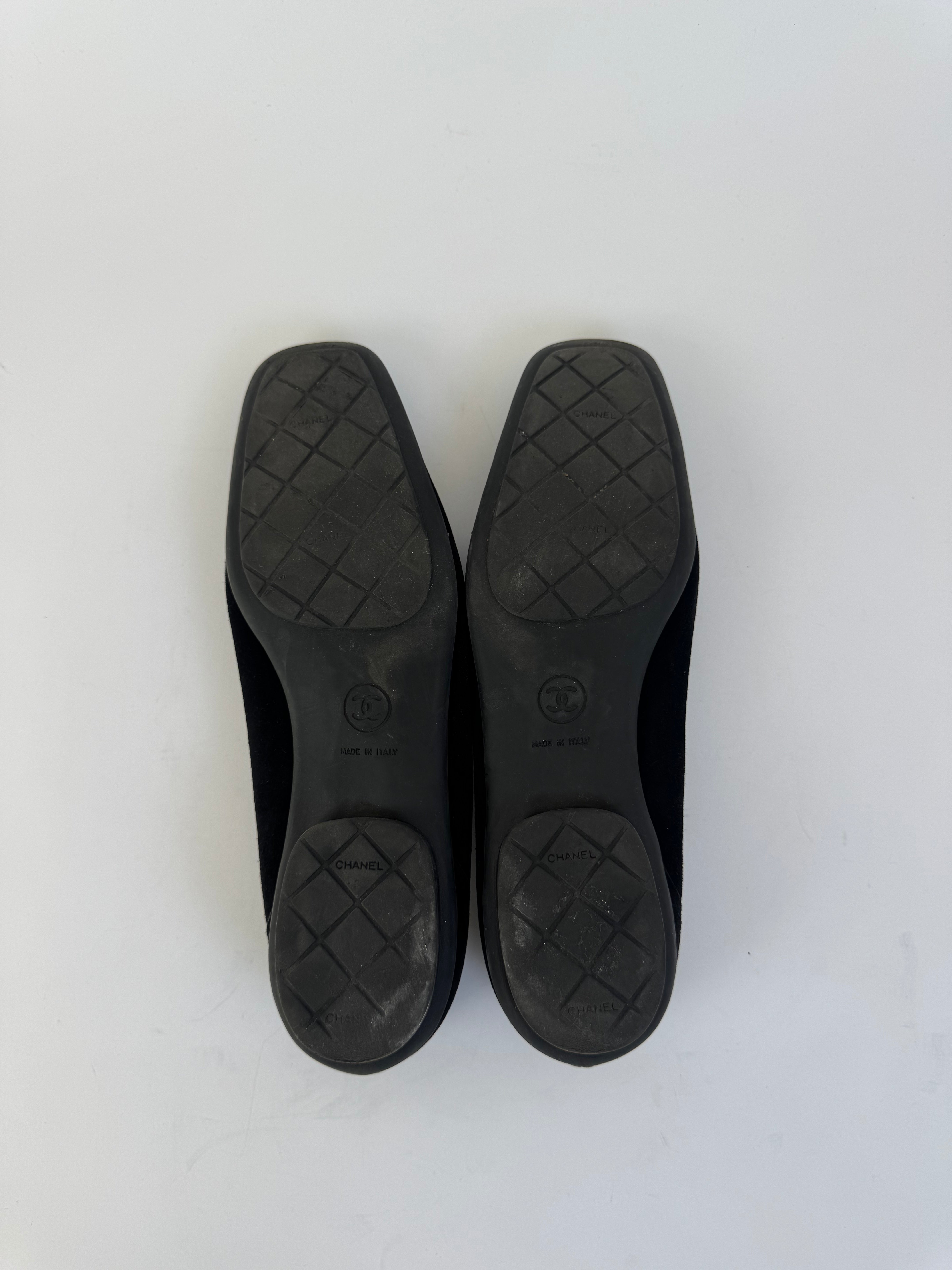 Chanel Black Suede Loafers 38