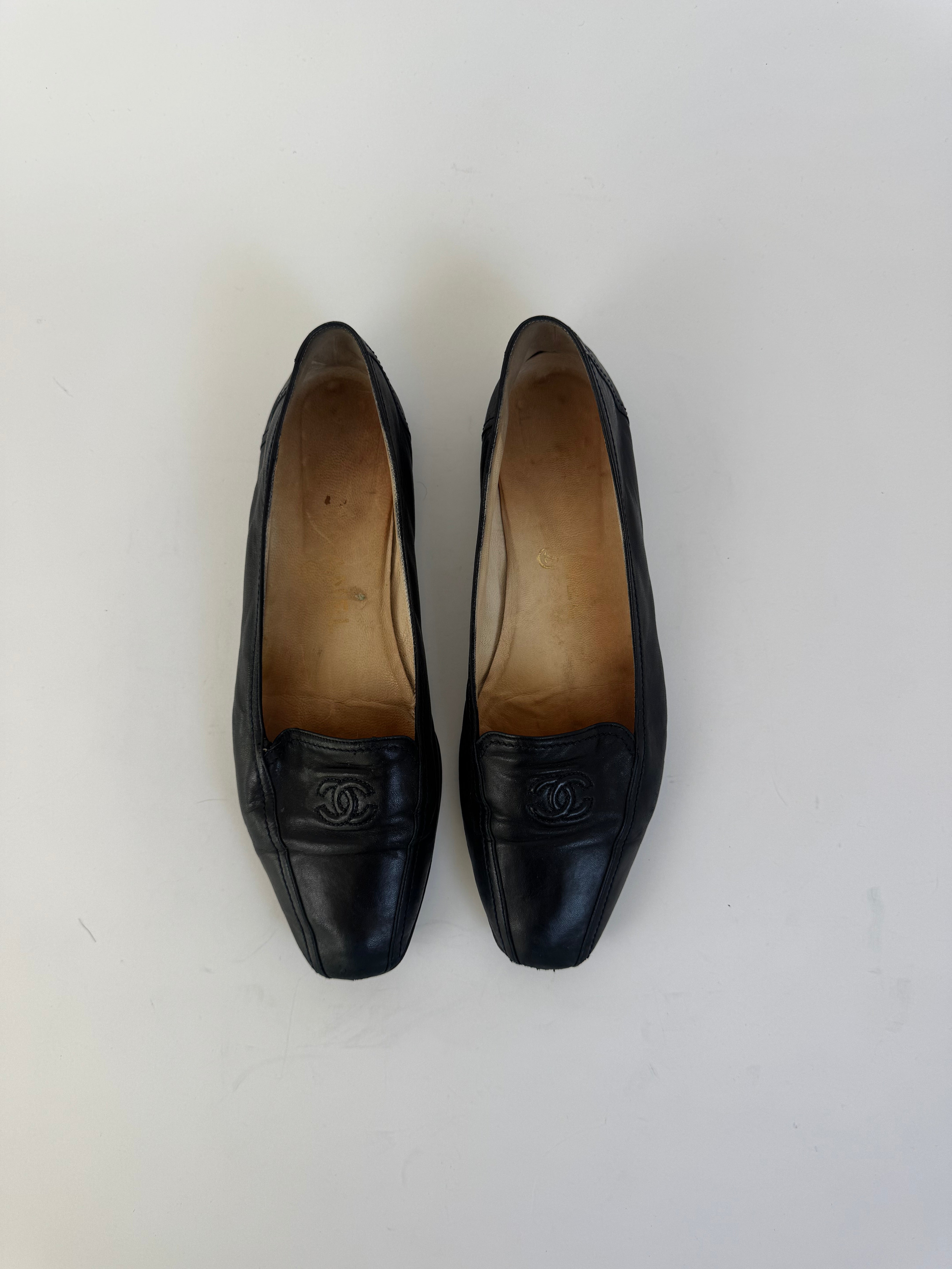 Chanel Black Leather Loafers 39.5