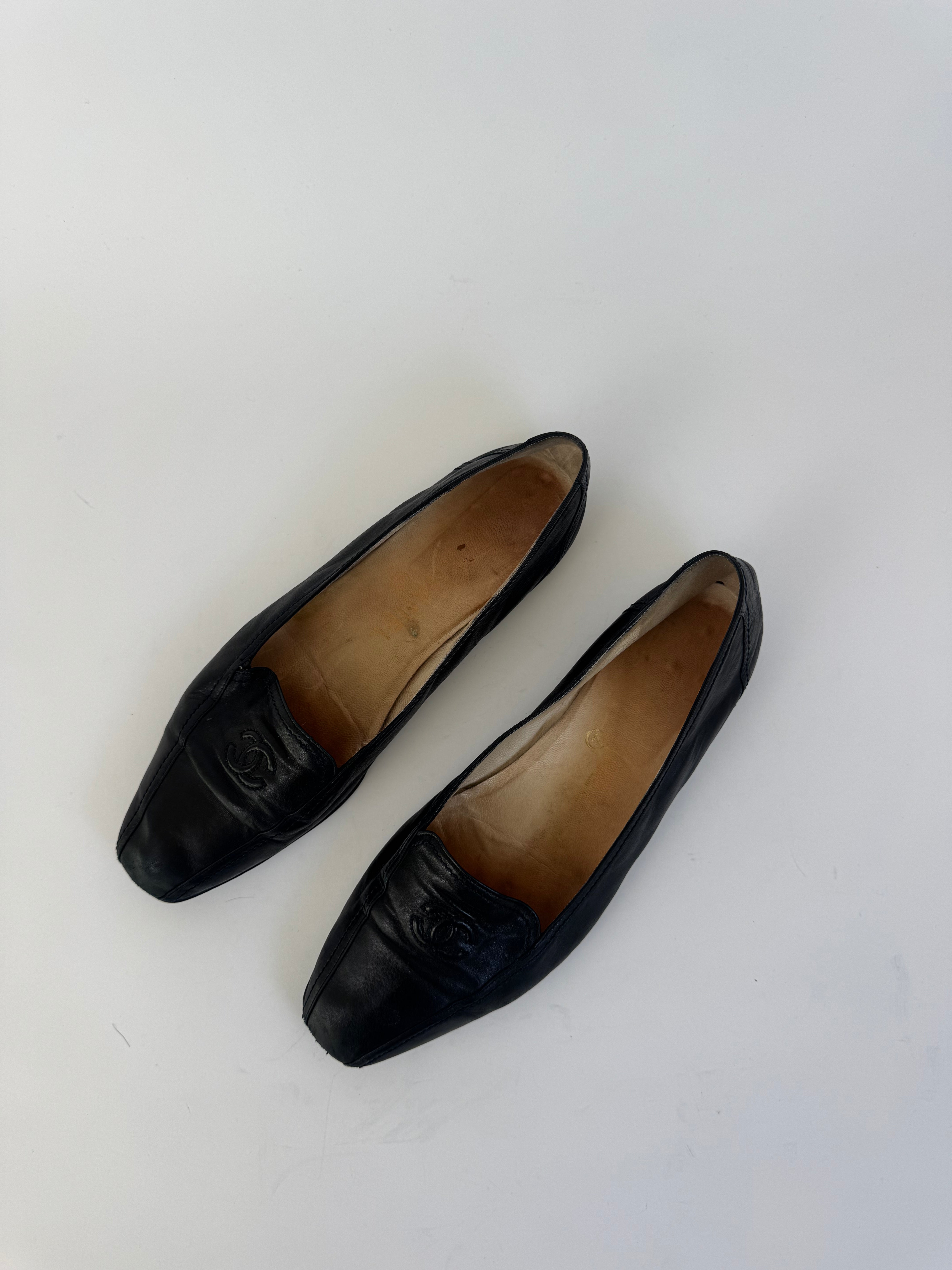 Chanel Black Leather Loafers 39.5