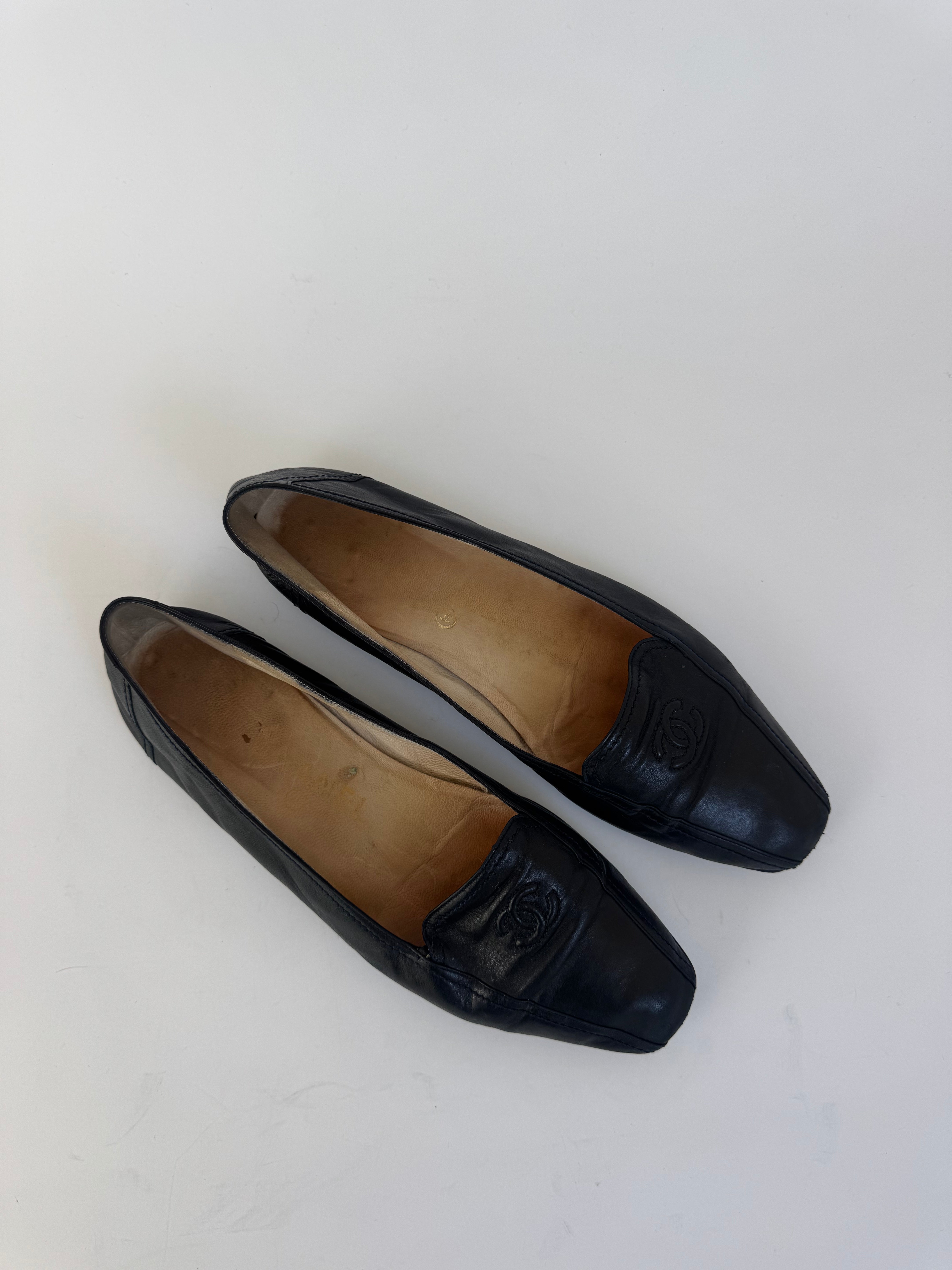 Chanel Black Leather Loafers 39.5