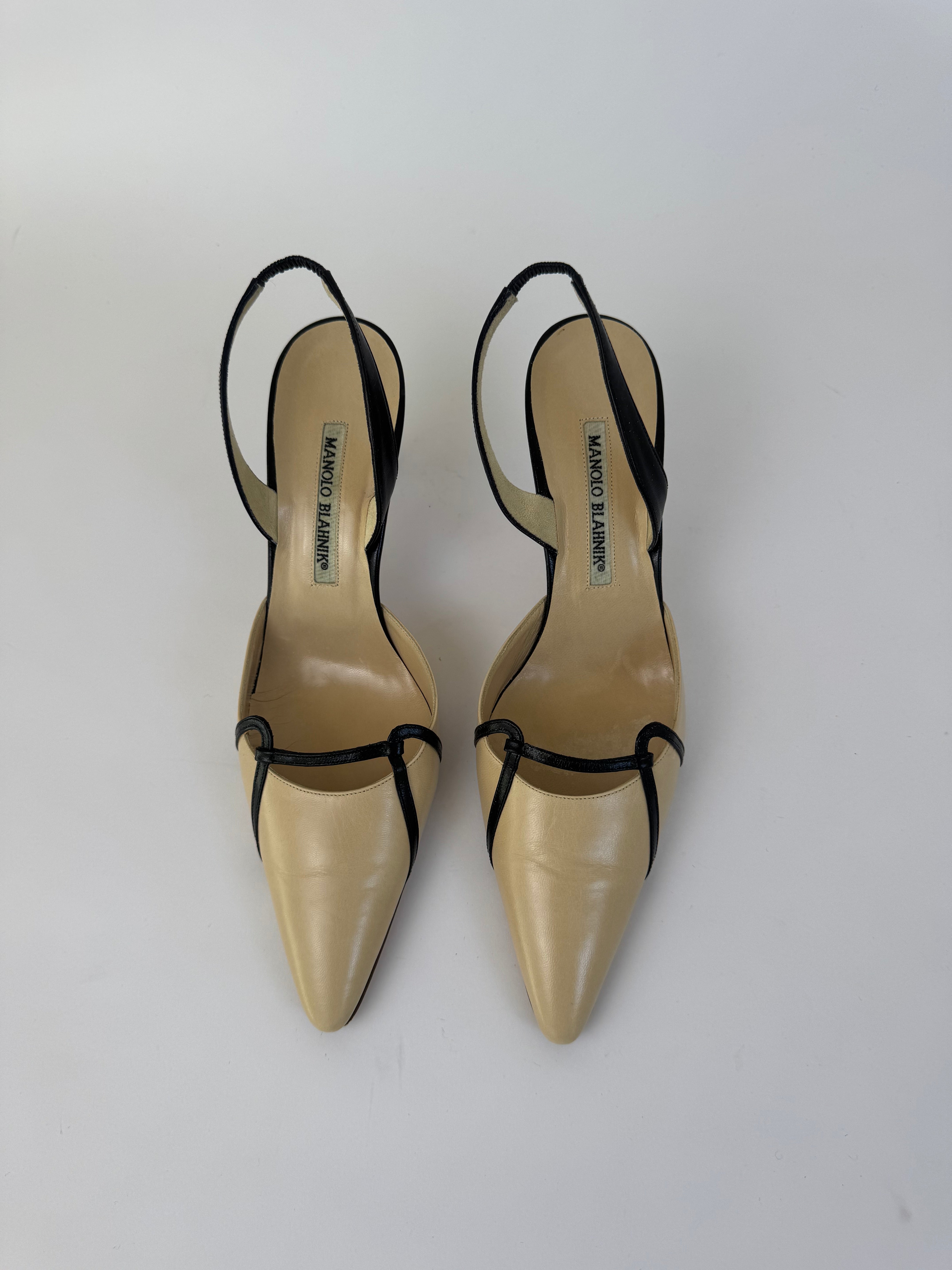 Manolo Blahnik Cream Slingbacks 39