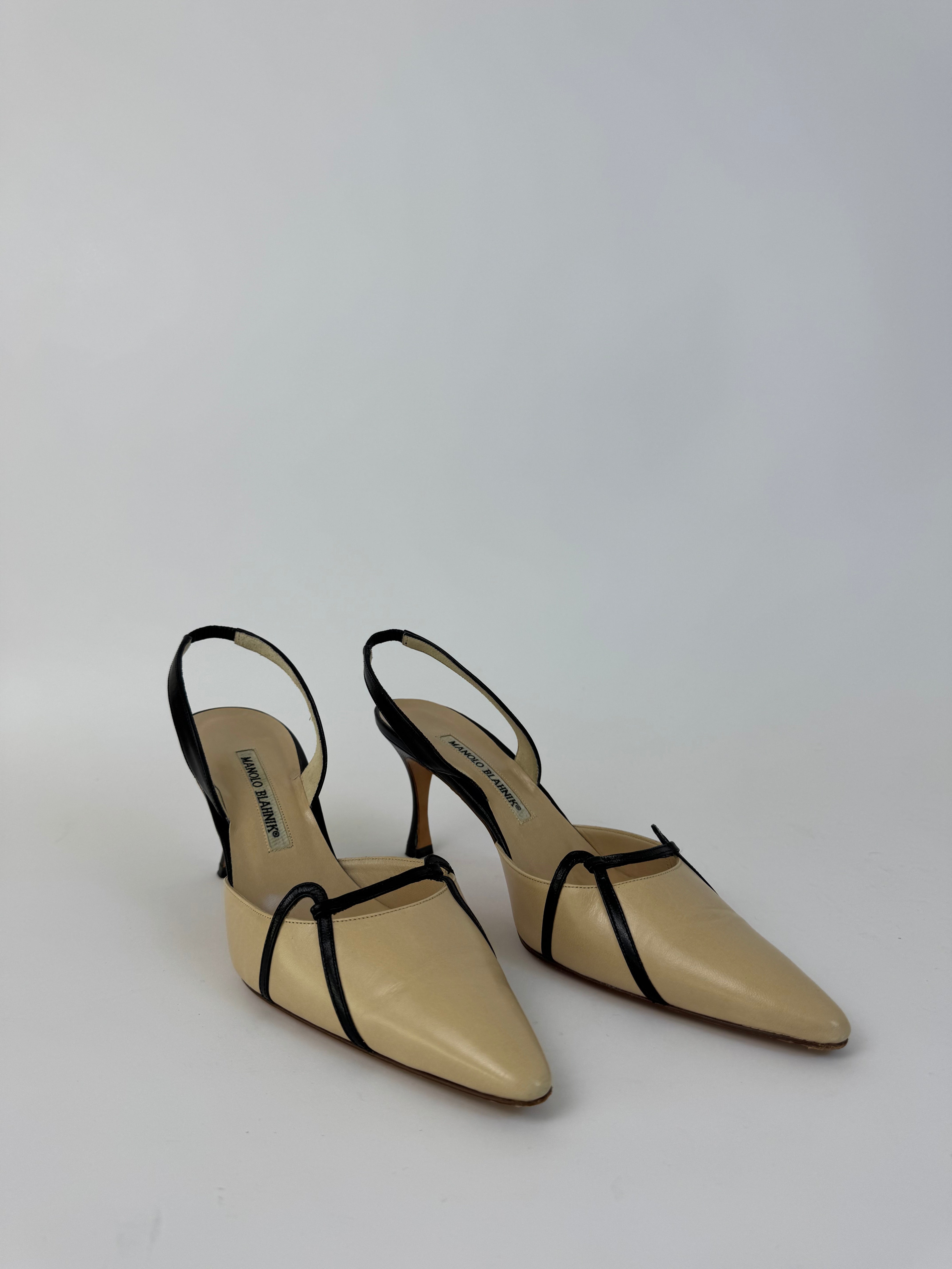 Manolo Blahnik Cream Slingbacks 39
