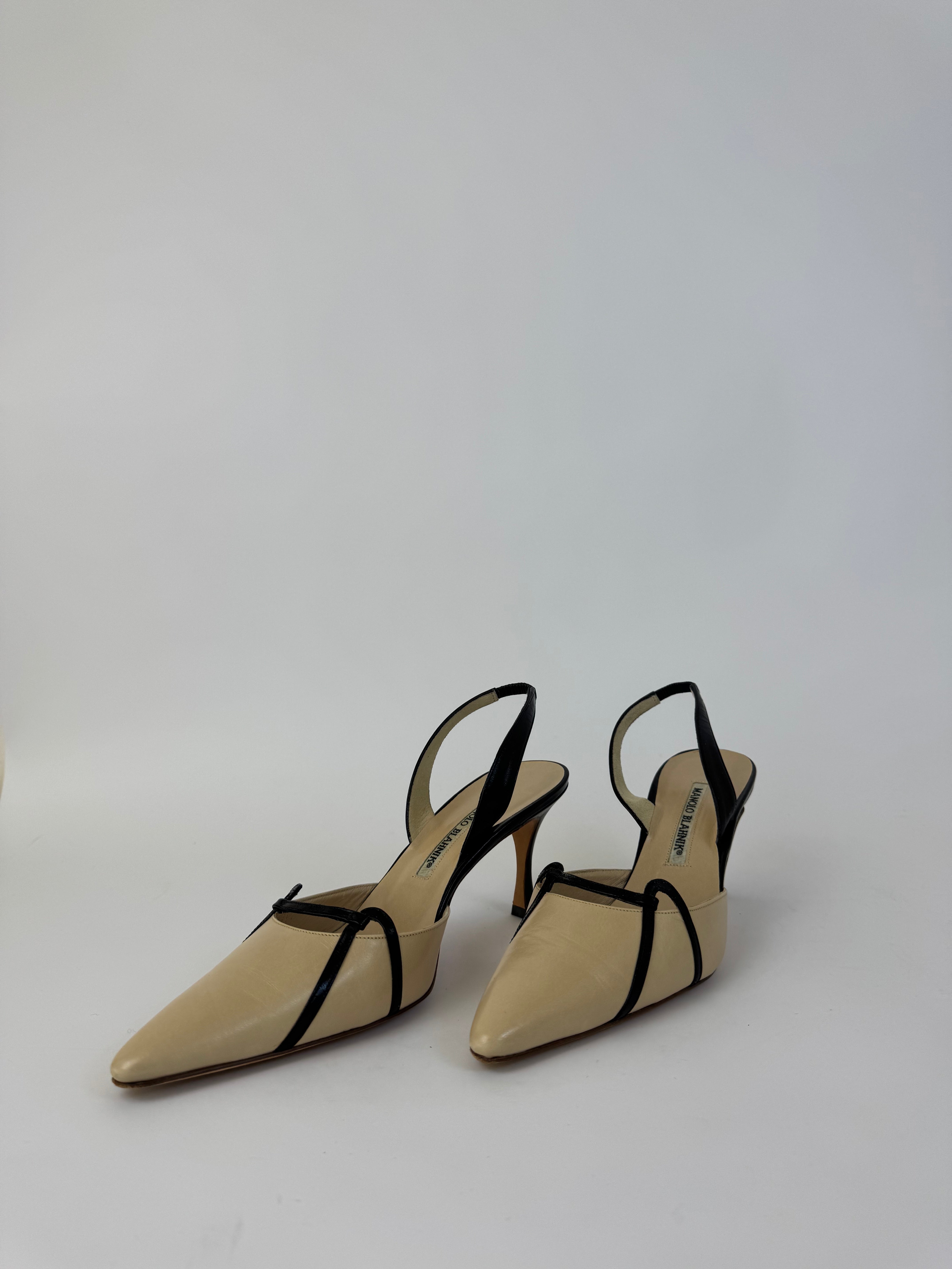 Manolo Blahnik Cream Slingbacks 39