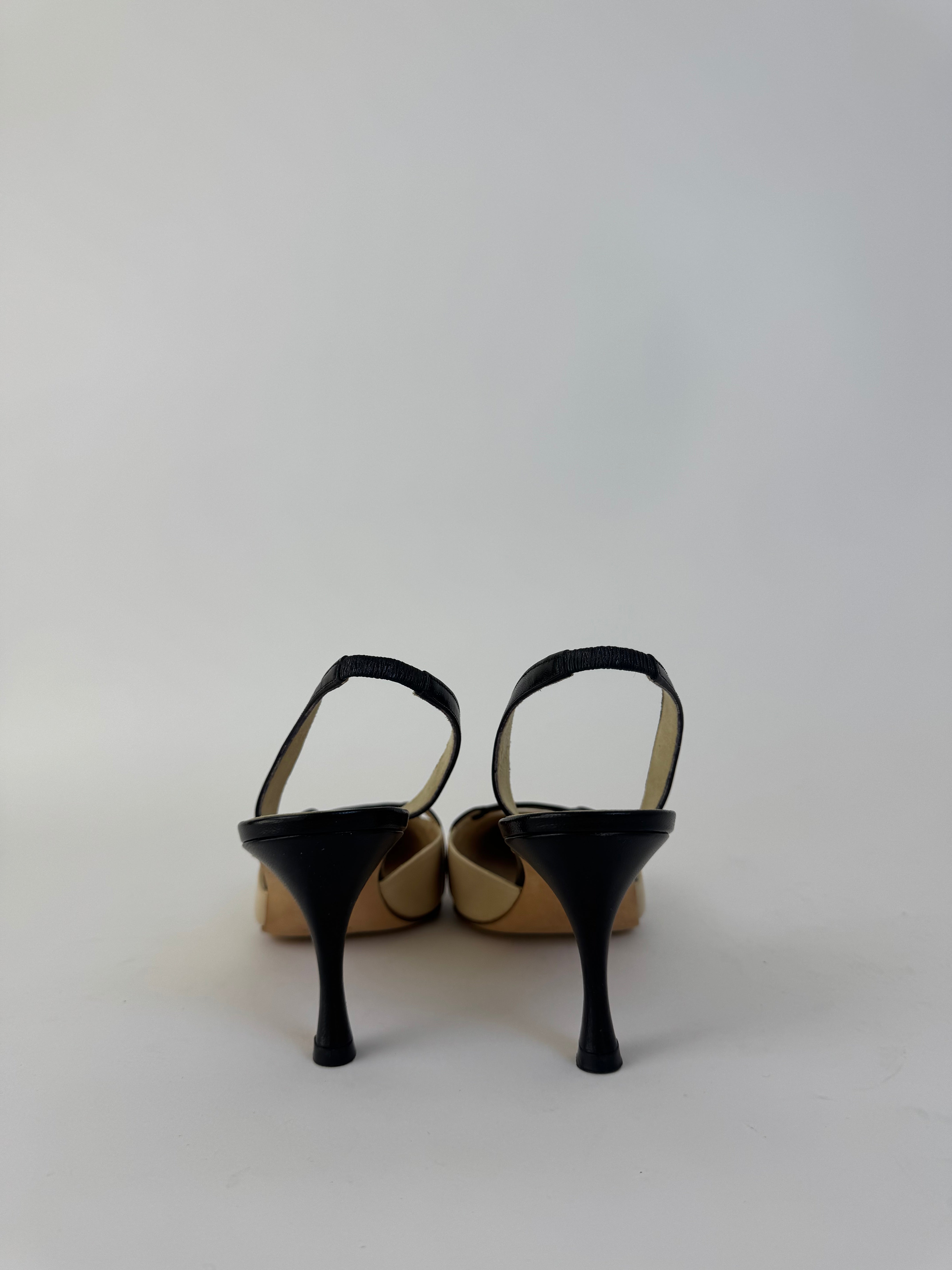 Manolo Blahnik Cream Slingbacks 39