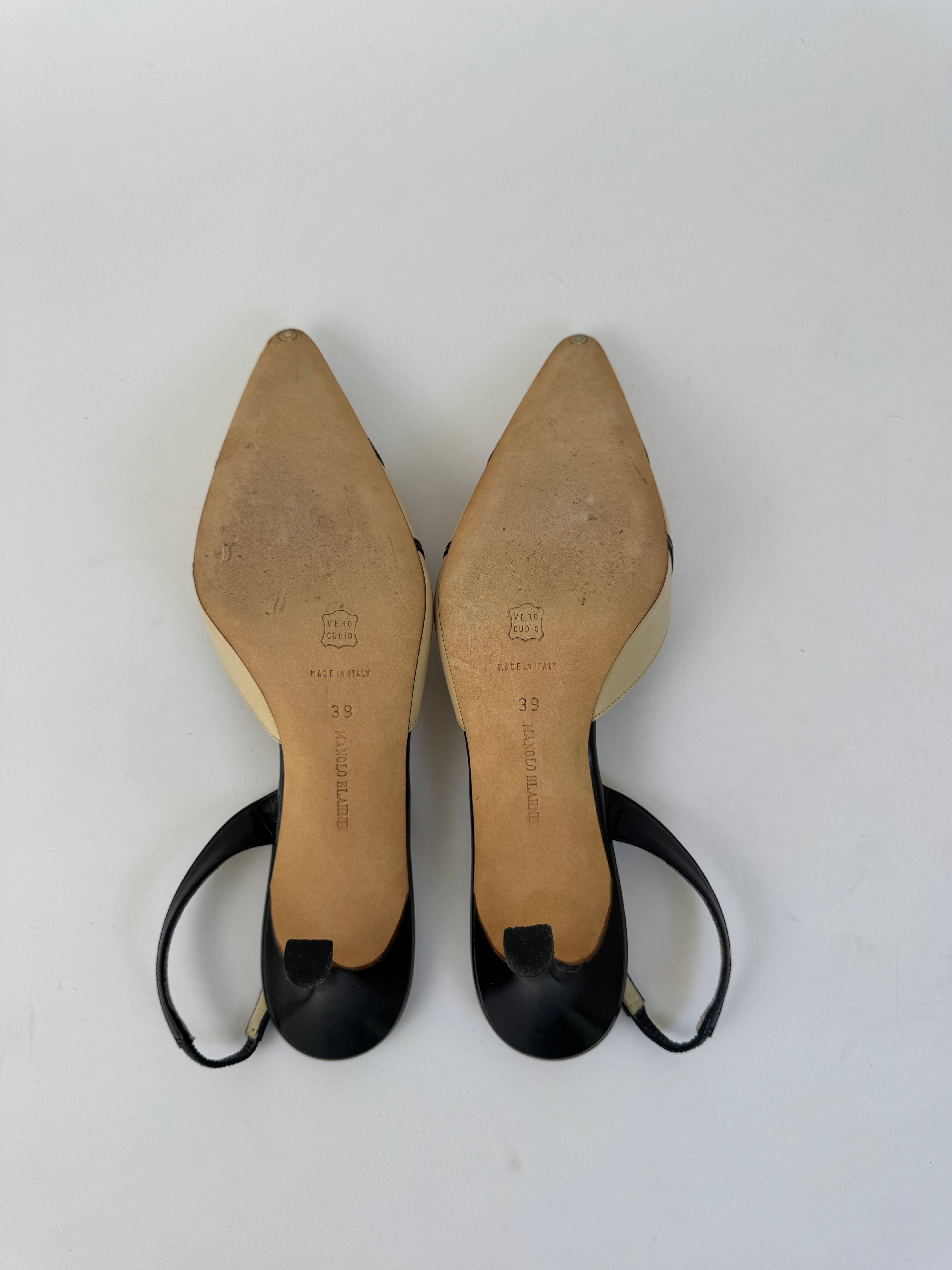 Manolo Blahnik Cream Slingbacks 39