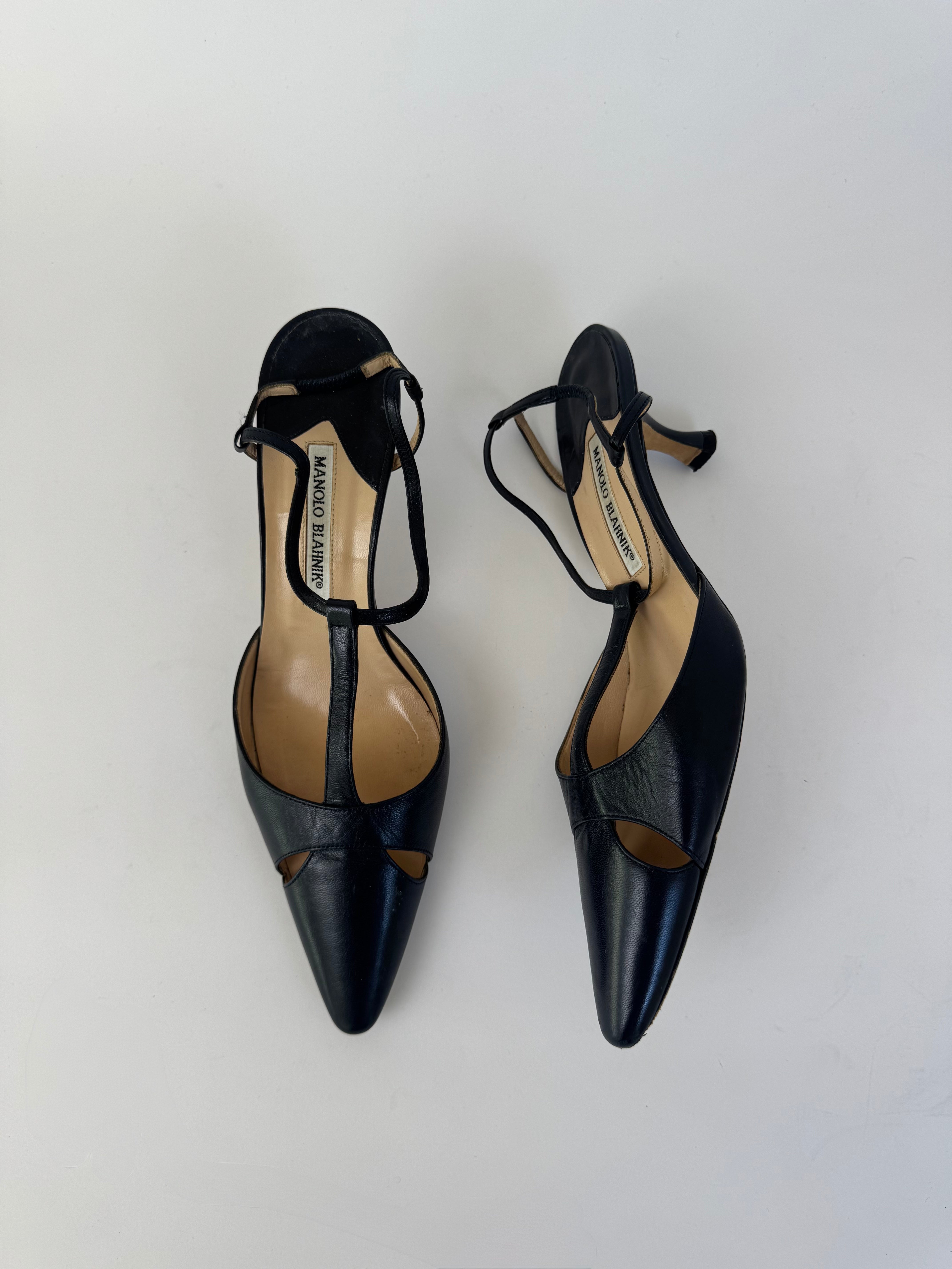 Manolo Blahnik Navy Slingbacks 40