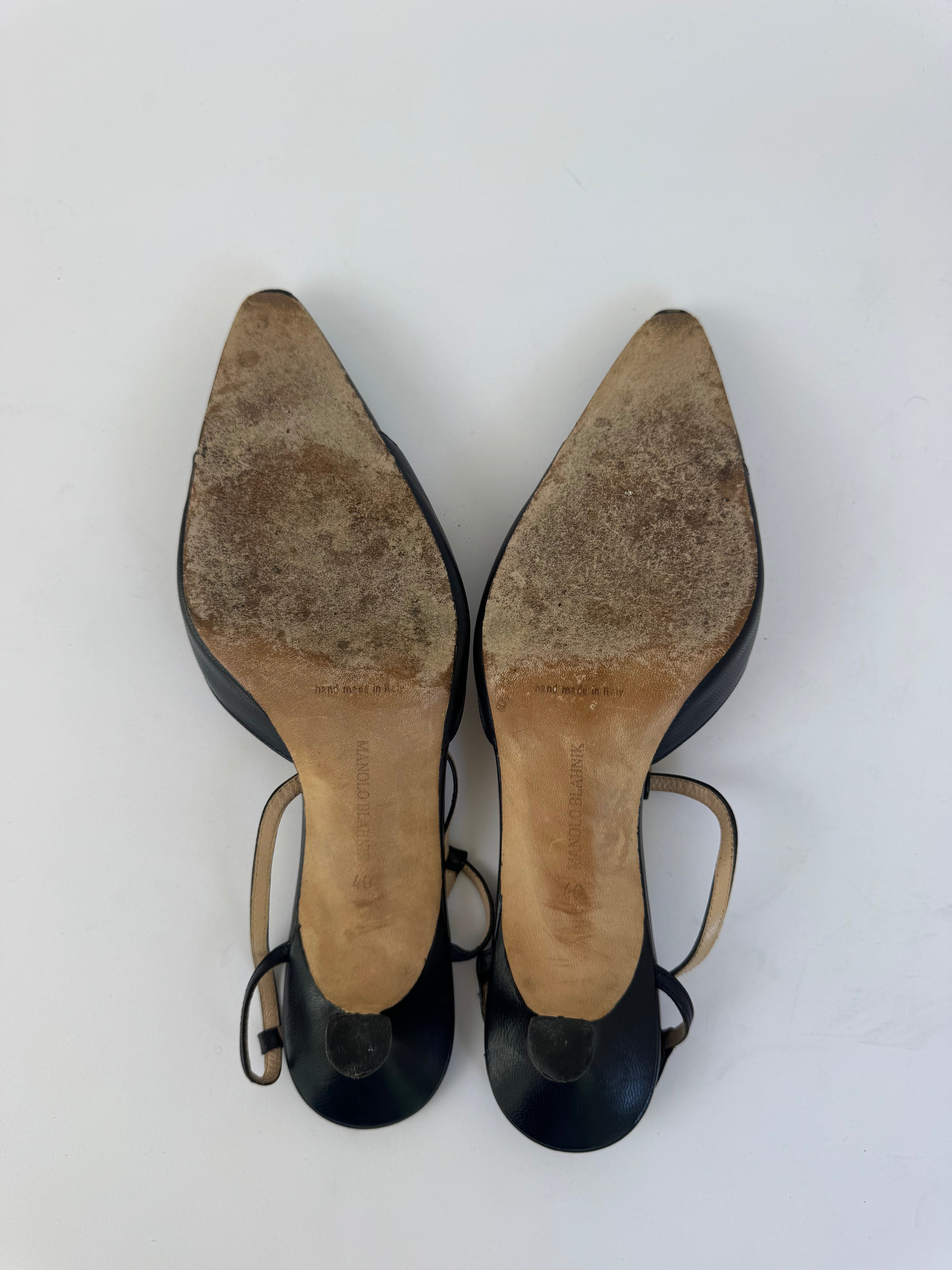 Manolo Blahnik Navy Slingbacks 40