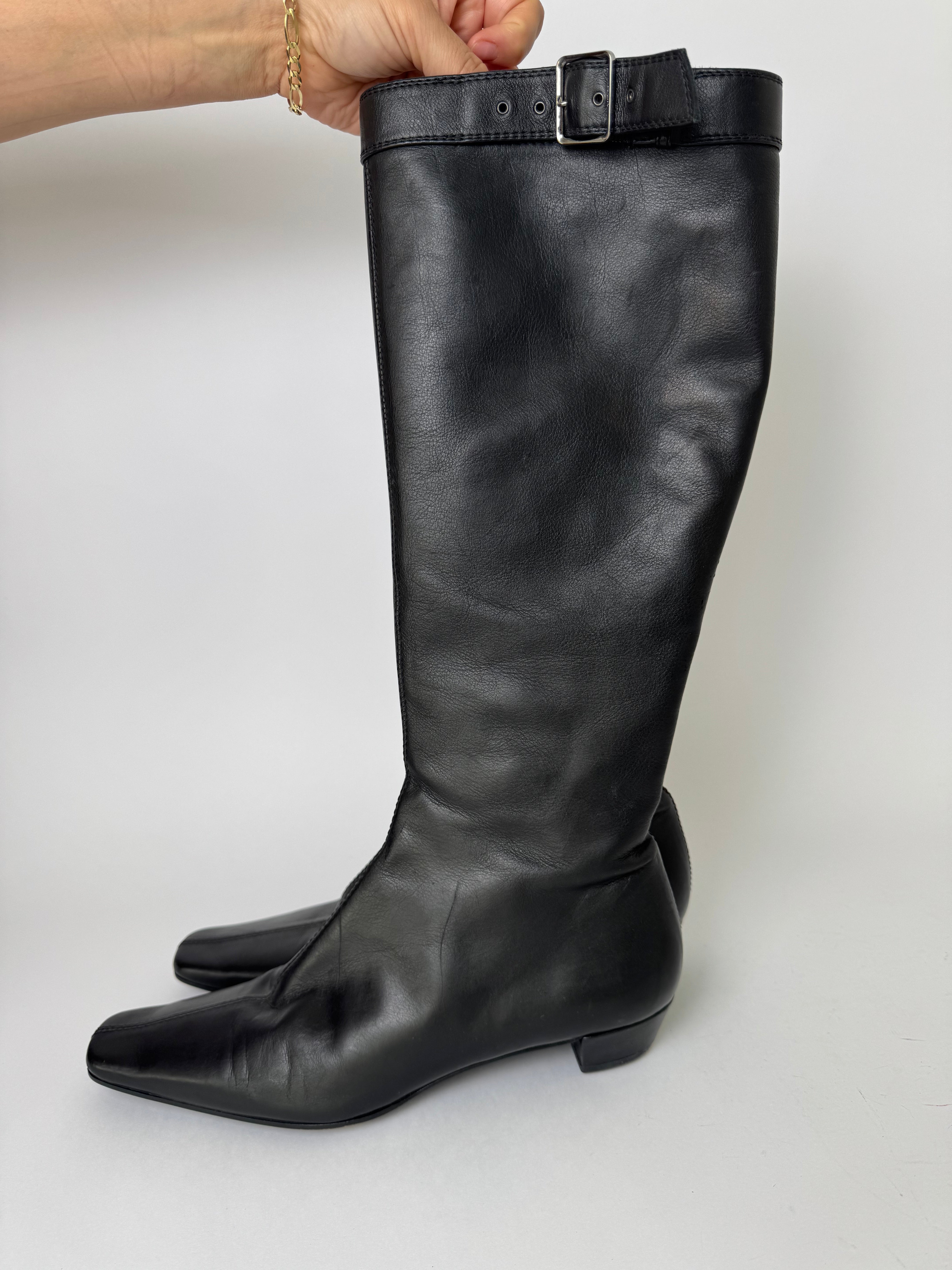 Gucci Black Leather Calf Boots 9