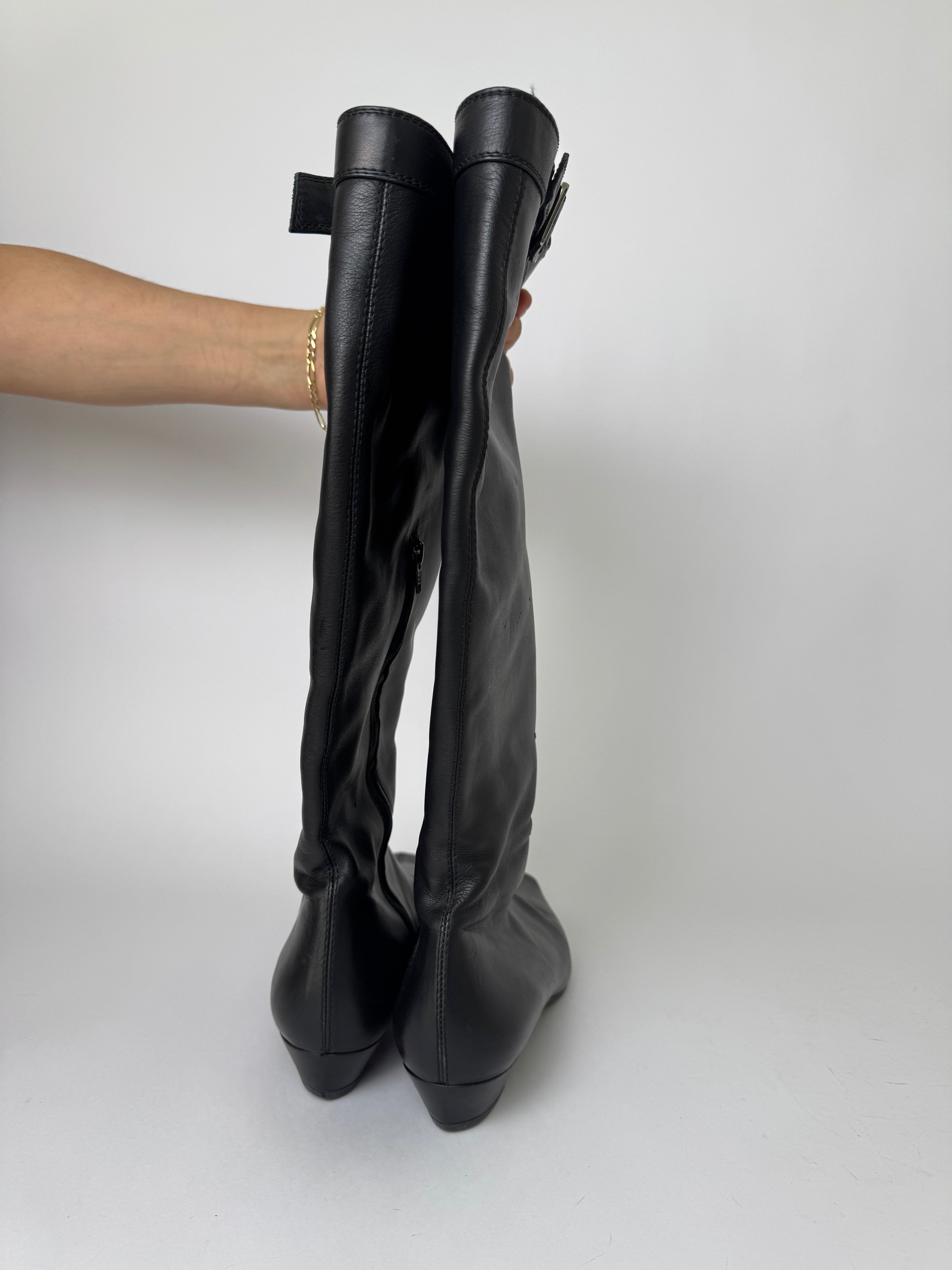 Gucci Black Leather Calf Boots 9