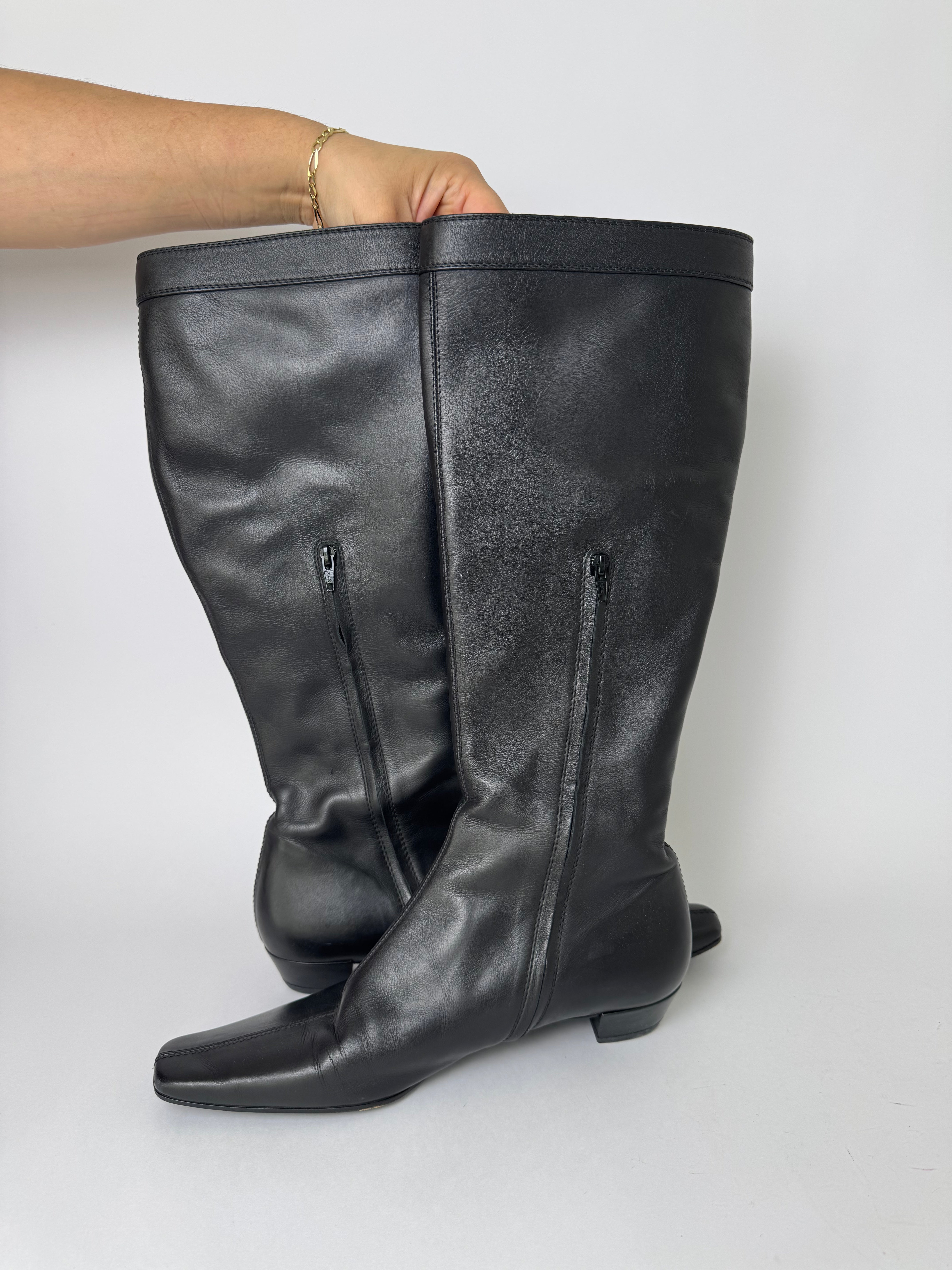 Gucci Black Leather Calf Boots 9