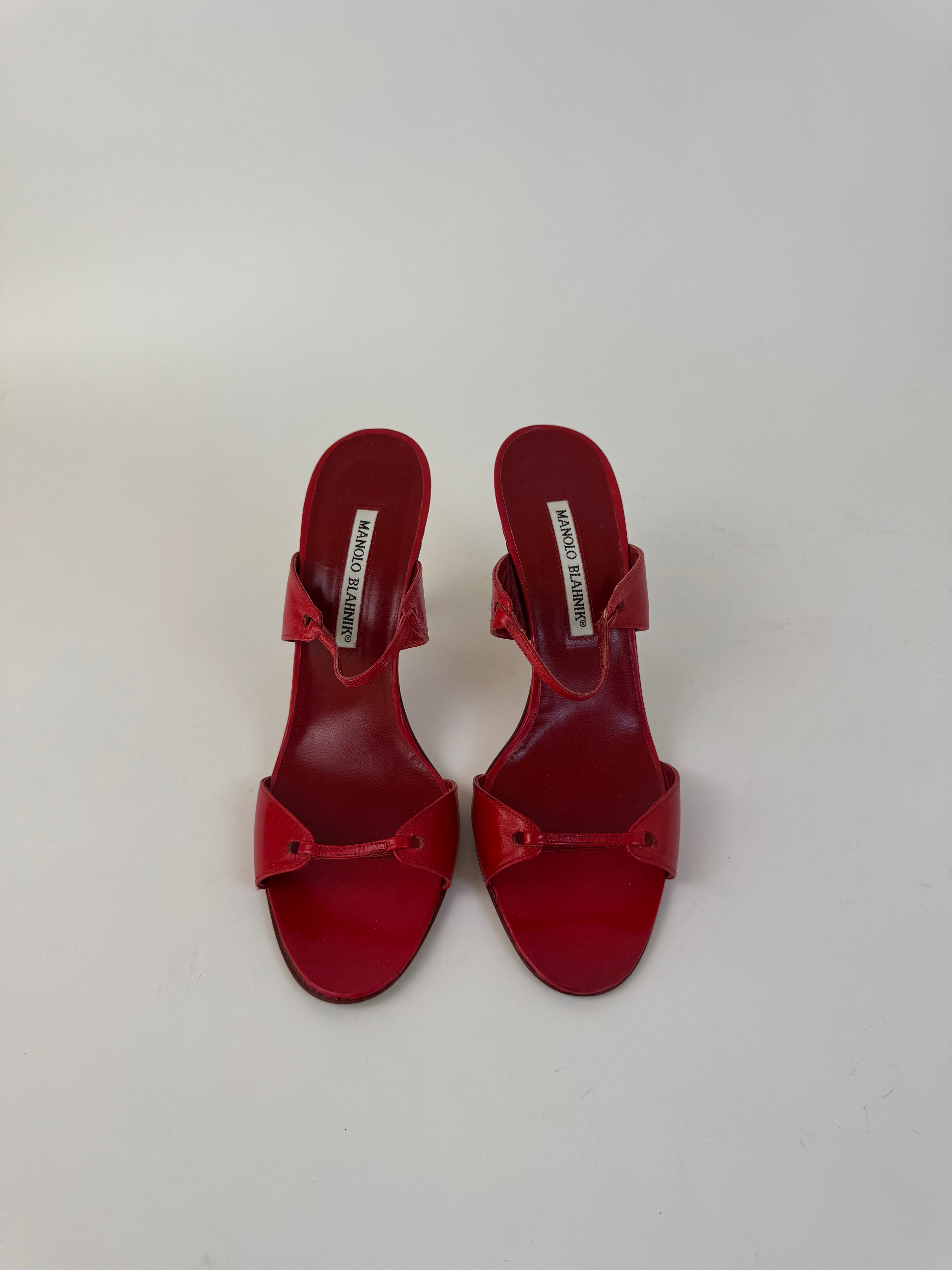 Manolo Blahnik Red Leather Heels 38.5
