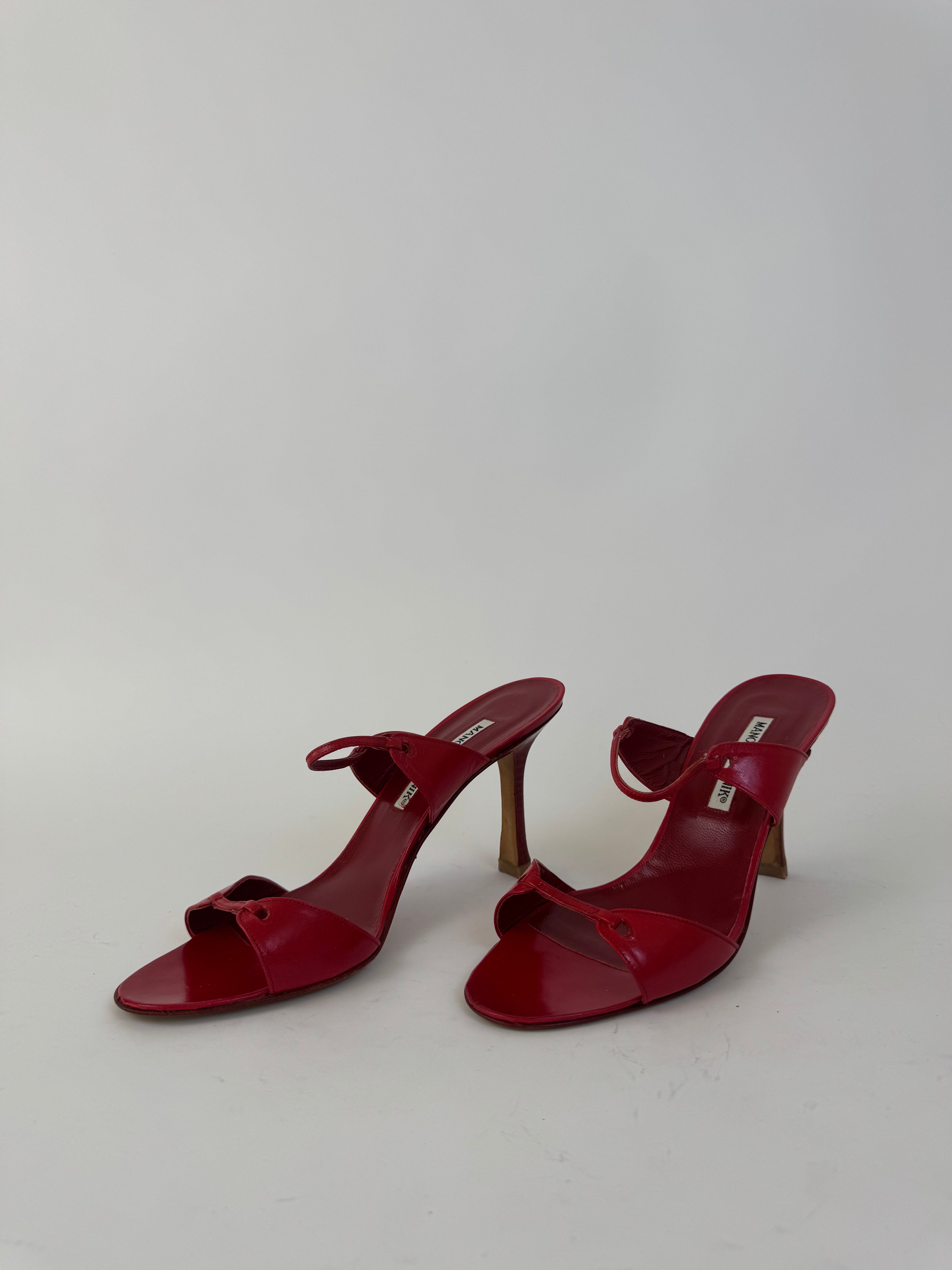 Manolo Blahnik Red Leather Heels 38.5
