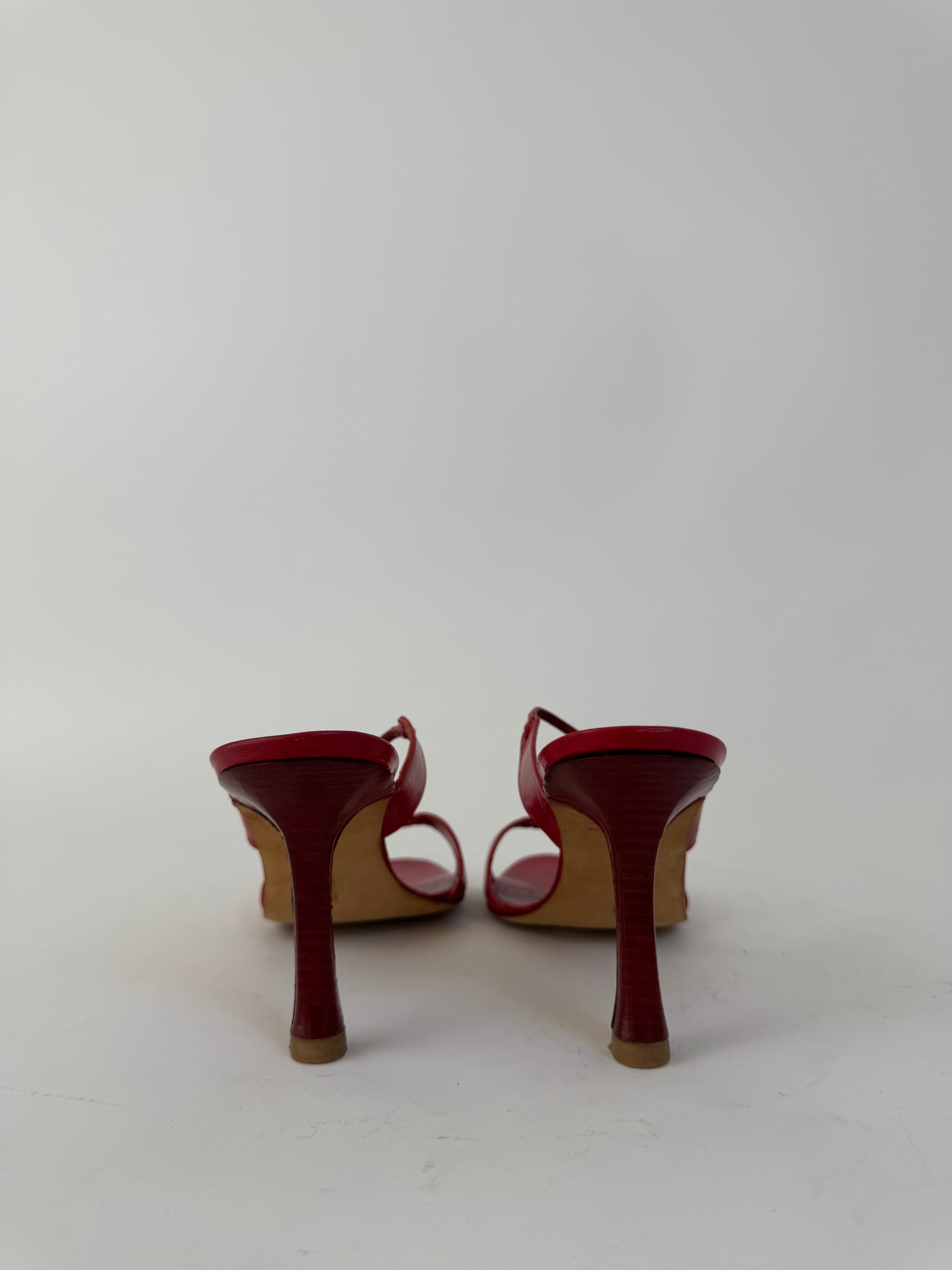 Manolo Blahnik Red Leather Heels 38.5