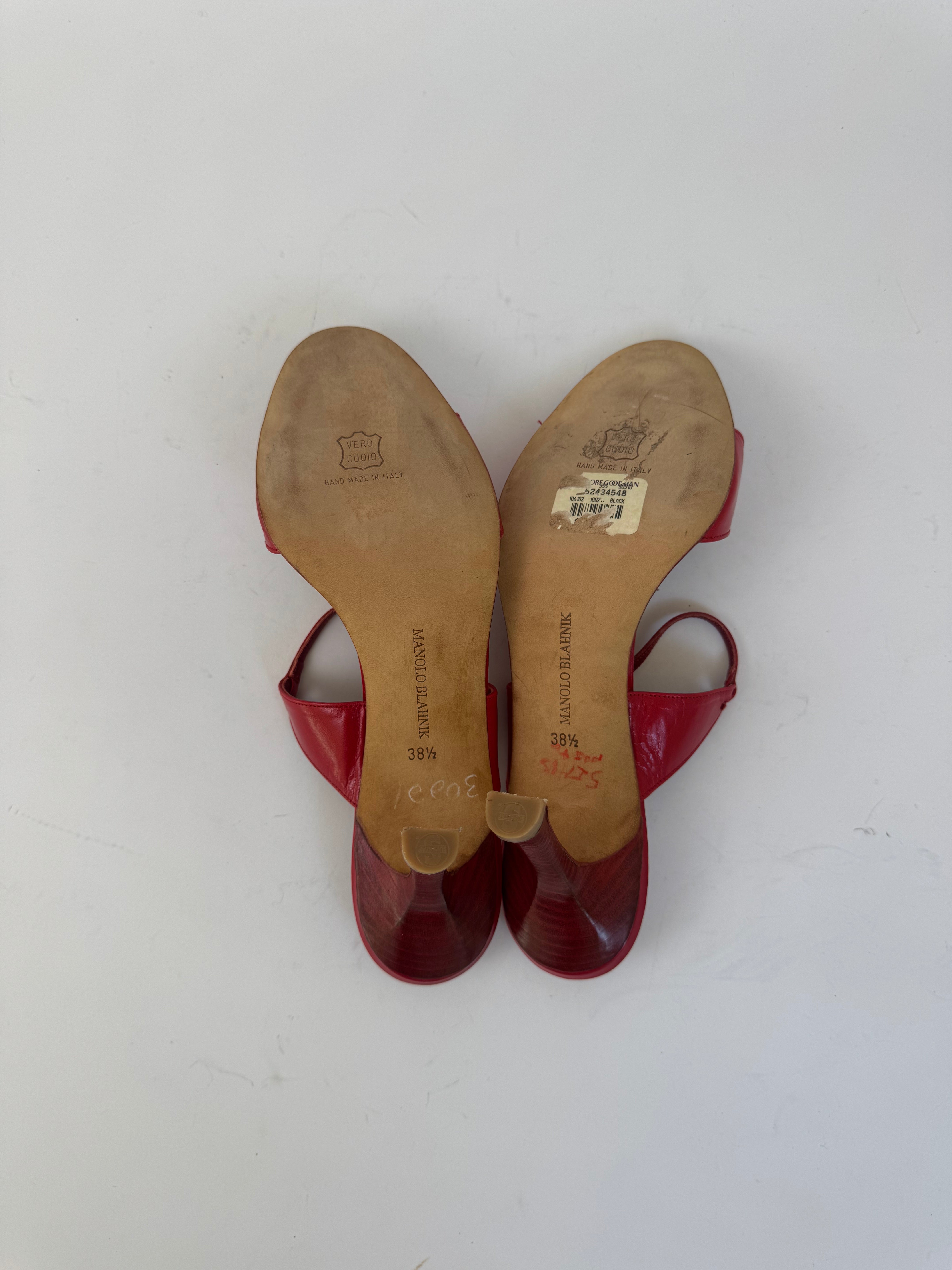 Manolo Blahnik Red Leather Heels 38.5