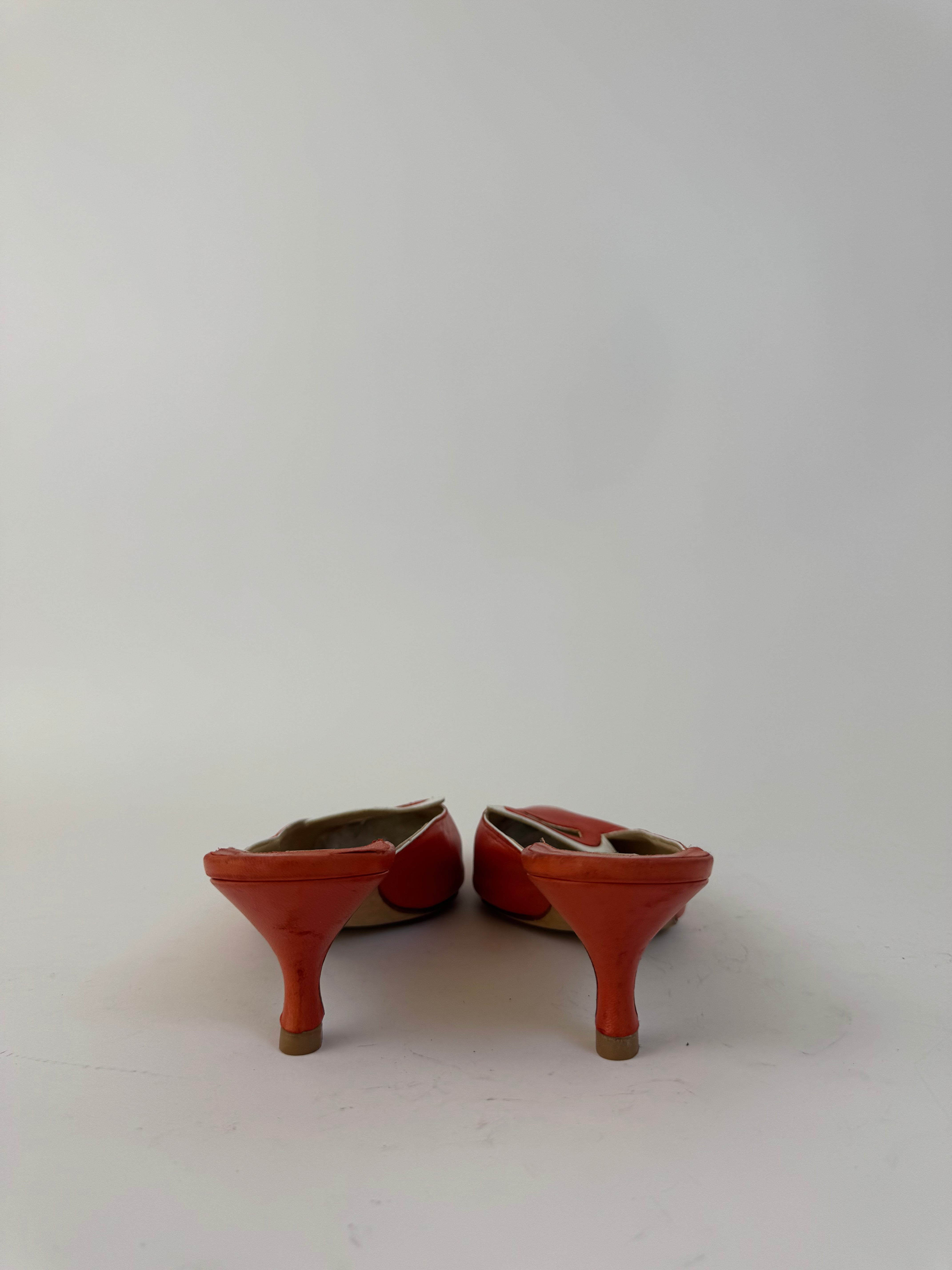 Manolo Blahnik Red Leather Mules 39.5