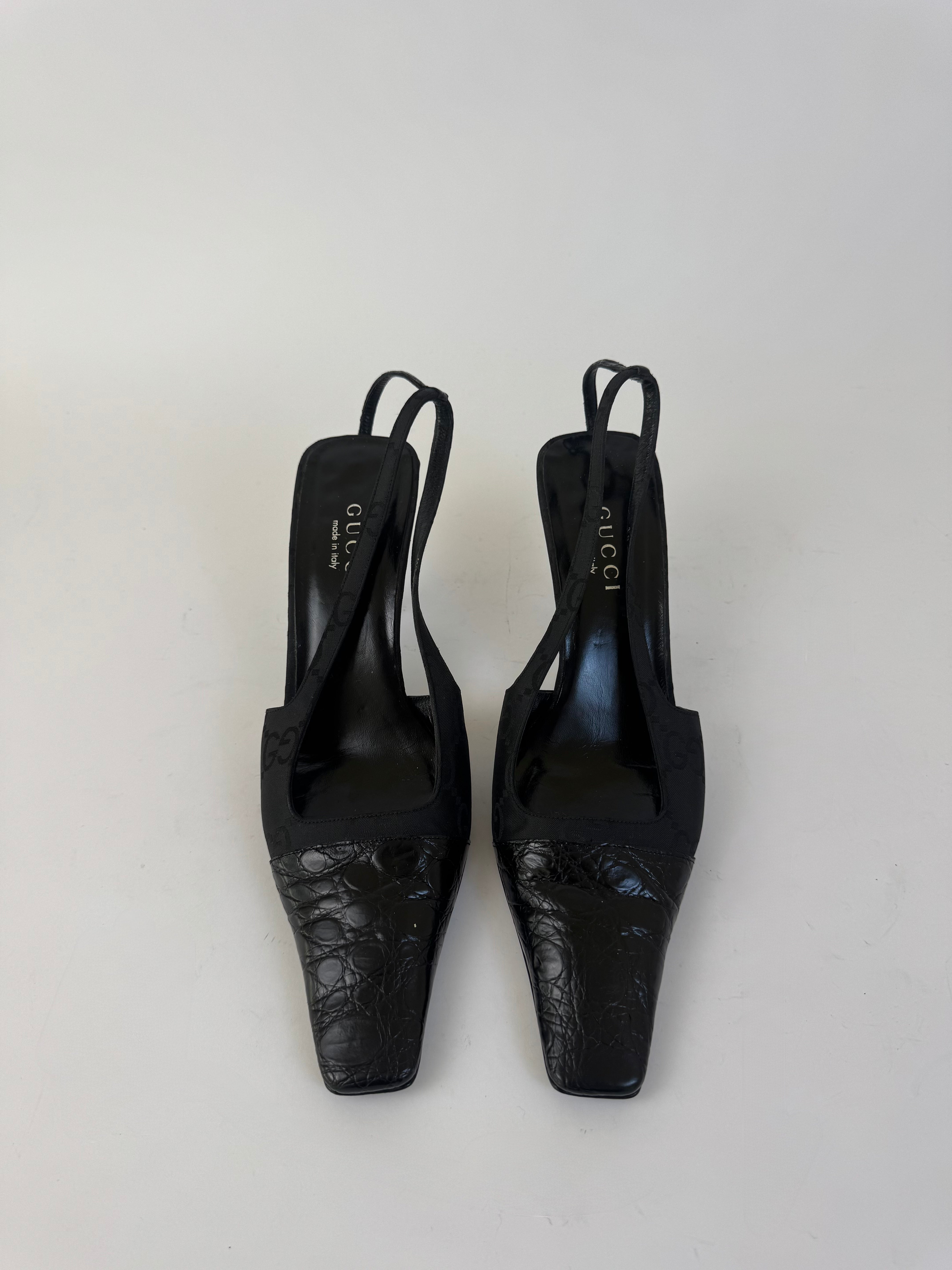 Gucci Black Croc Slingbacks 9