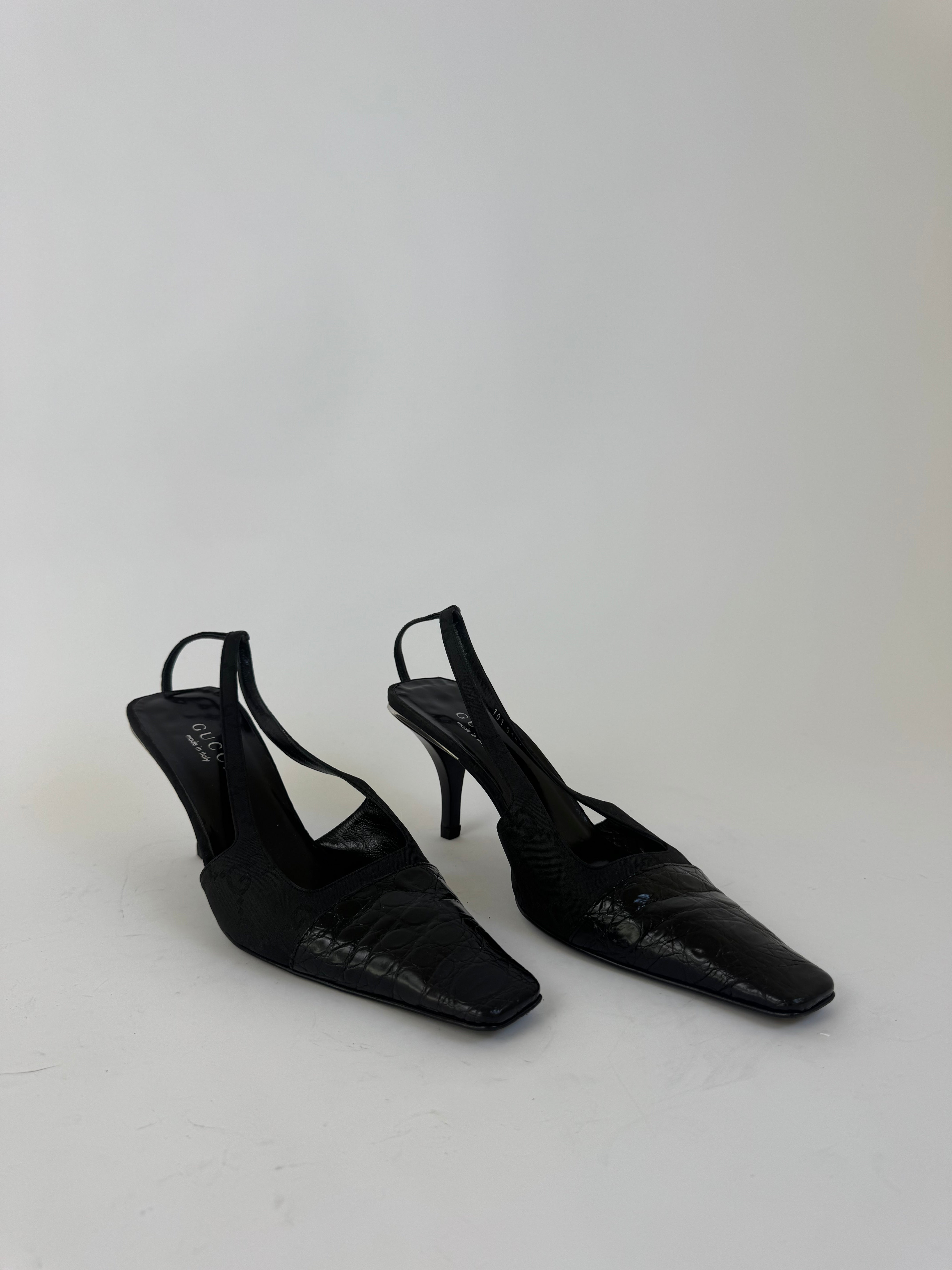 Gucci Black Croc Slingbacks 9