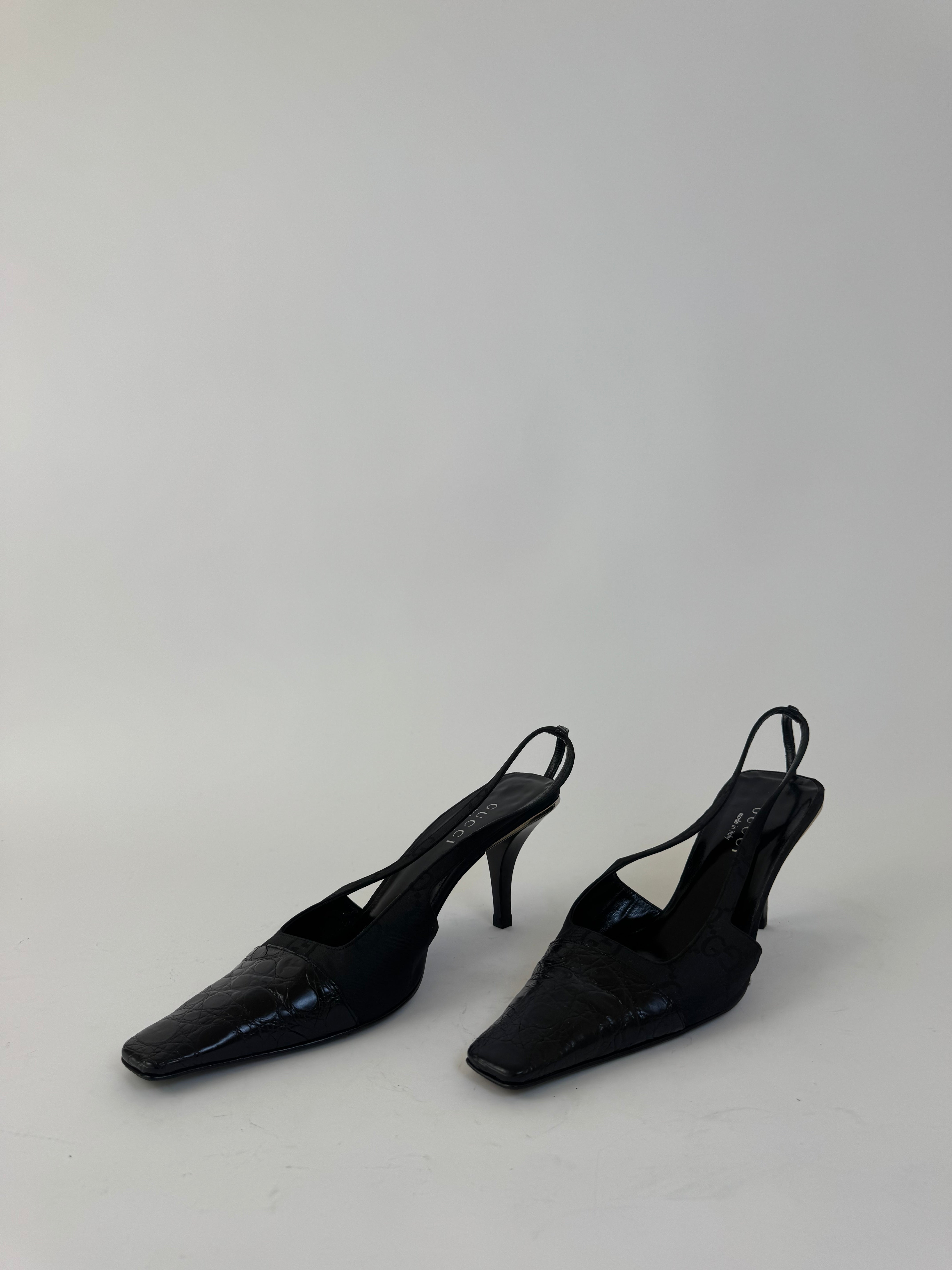 Gucci Black Croc Slingbacks 9