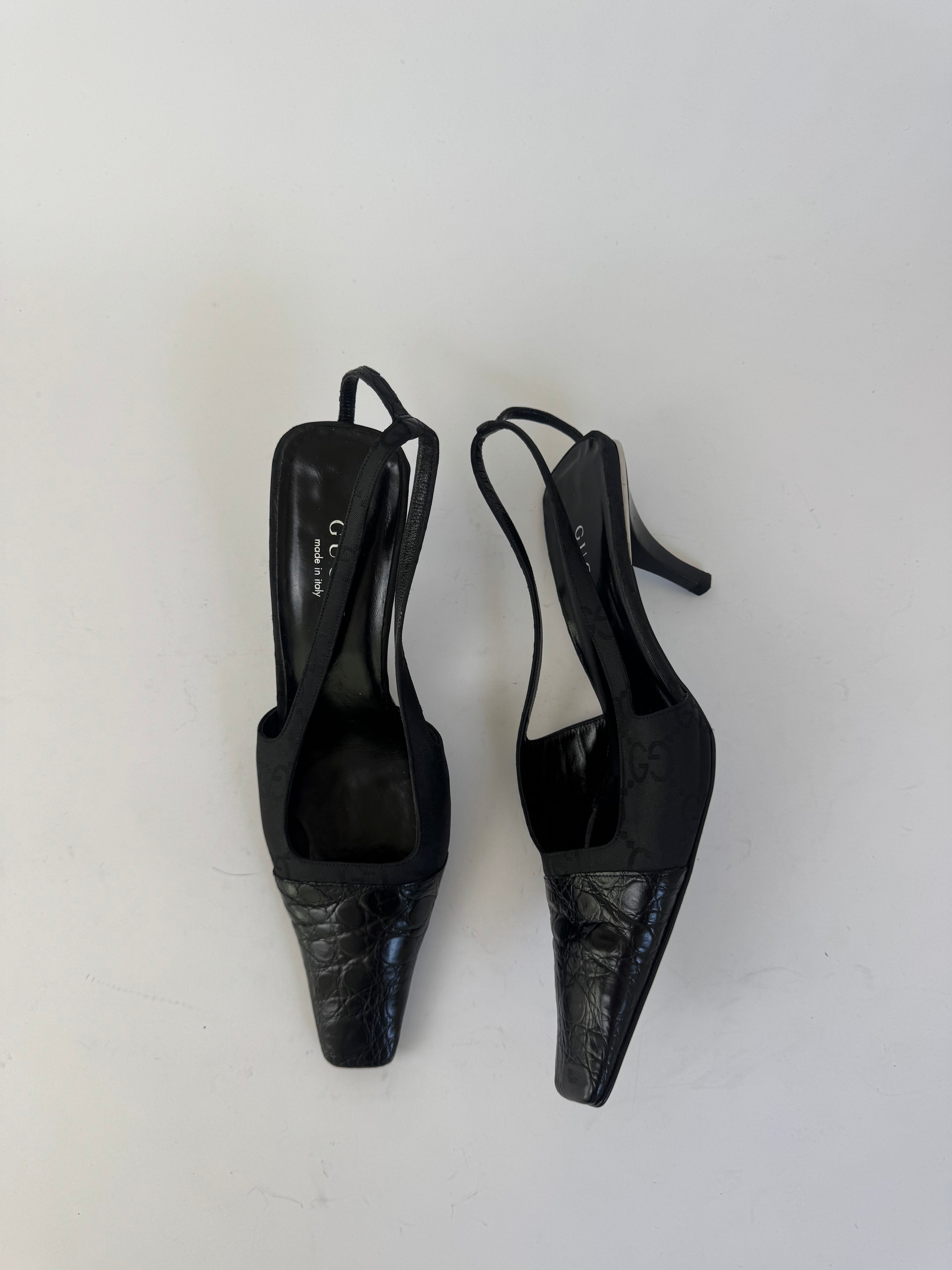 Gucci Black Croc Slingbacks 9
