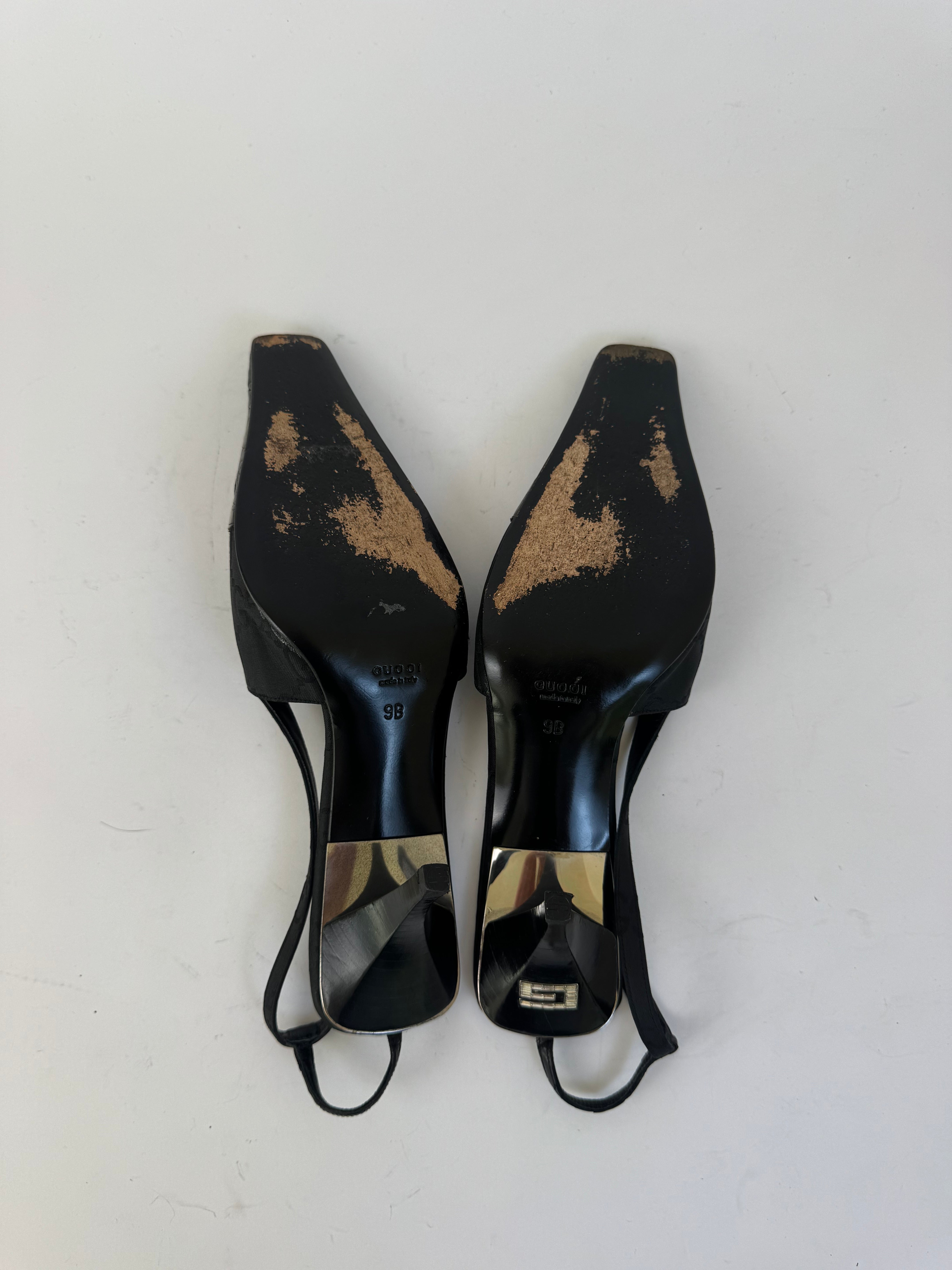 Gucci Black Croc Slingbacks 9