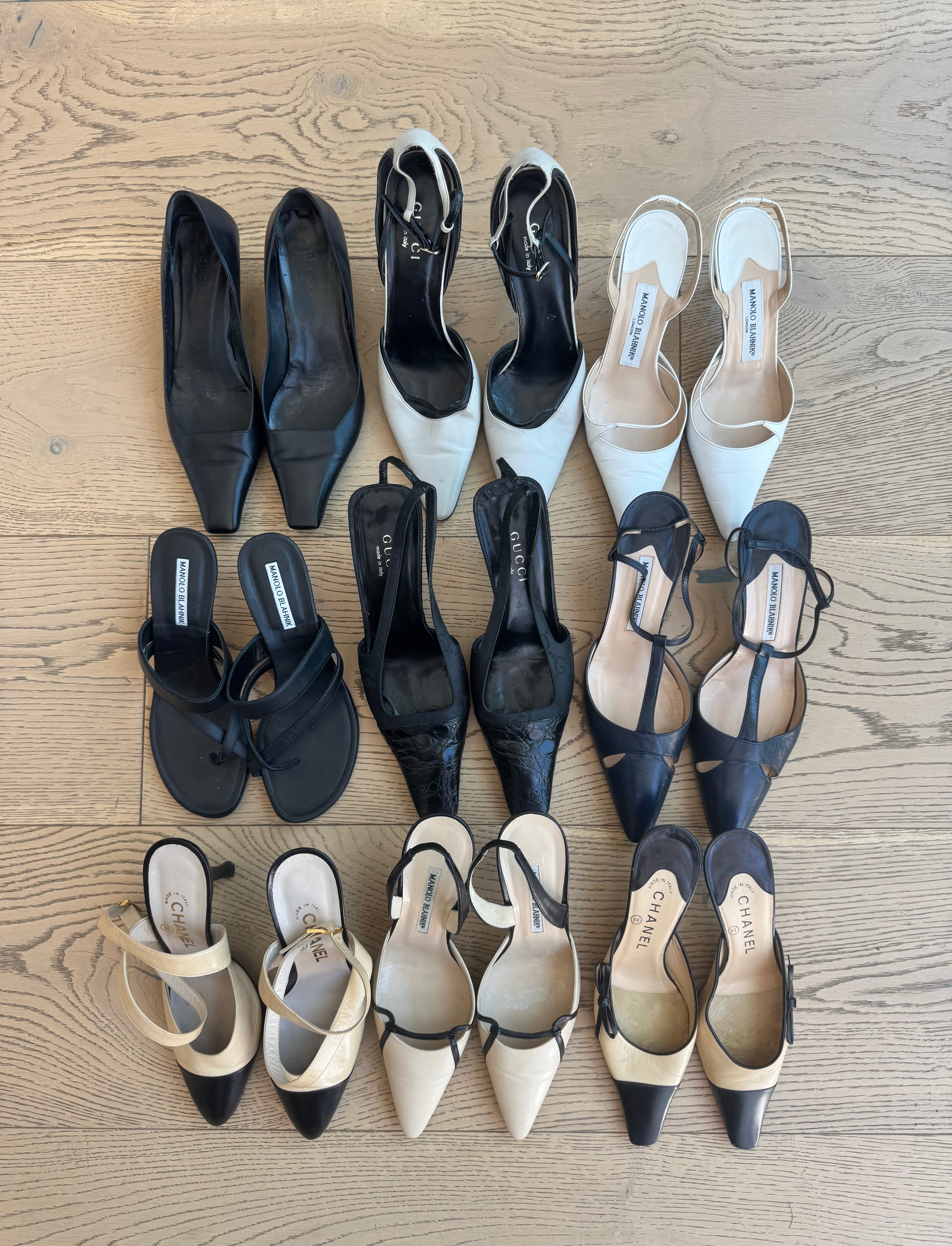 Gucci Cream and Black Strap Heels 9