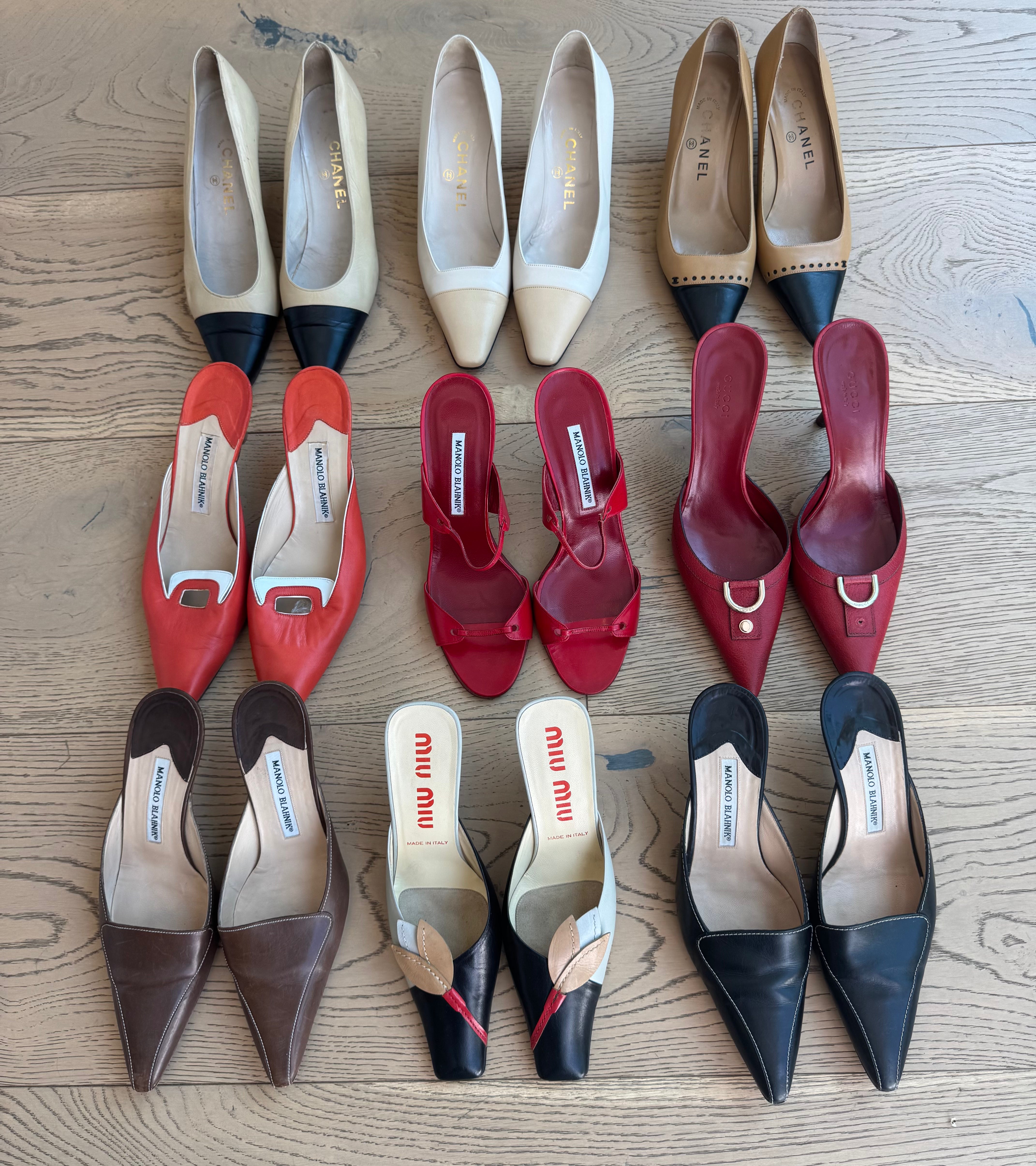 Chanel Brown and Black CC Mules 36.5