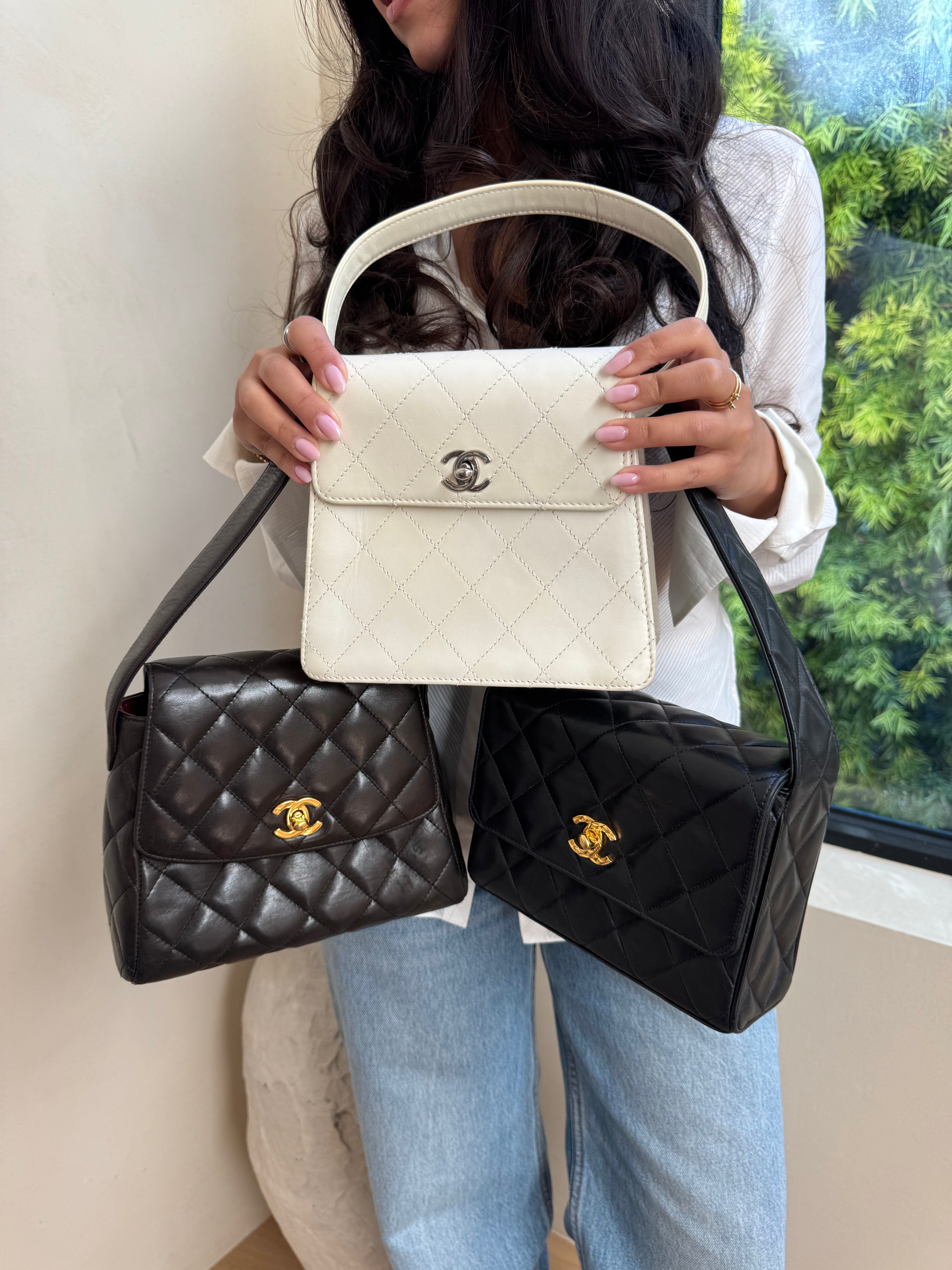 Chanel Vintage Lambskin Handbag Brown
