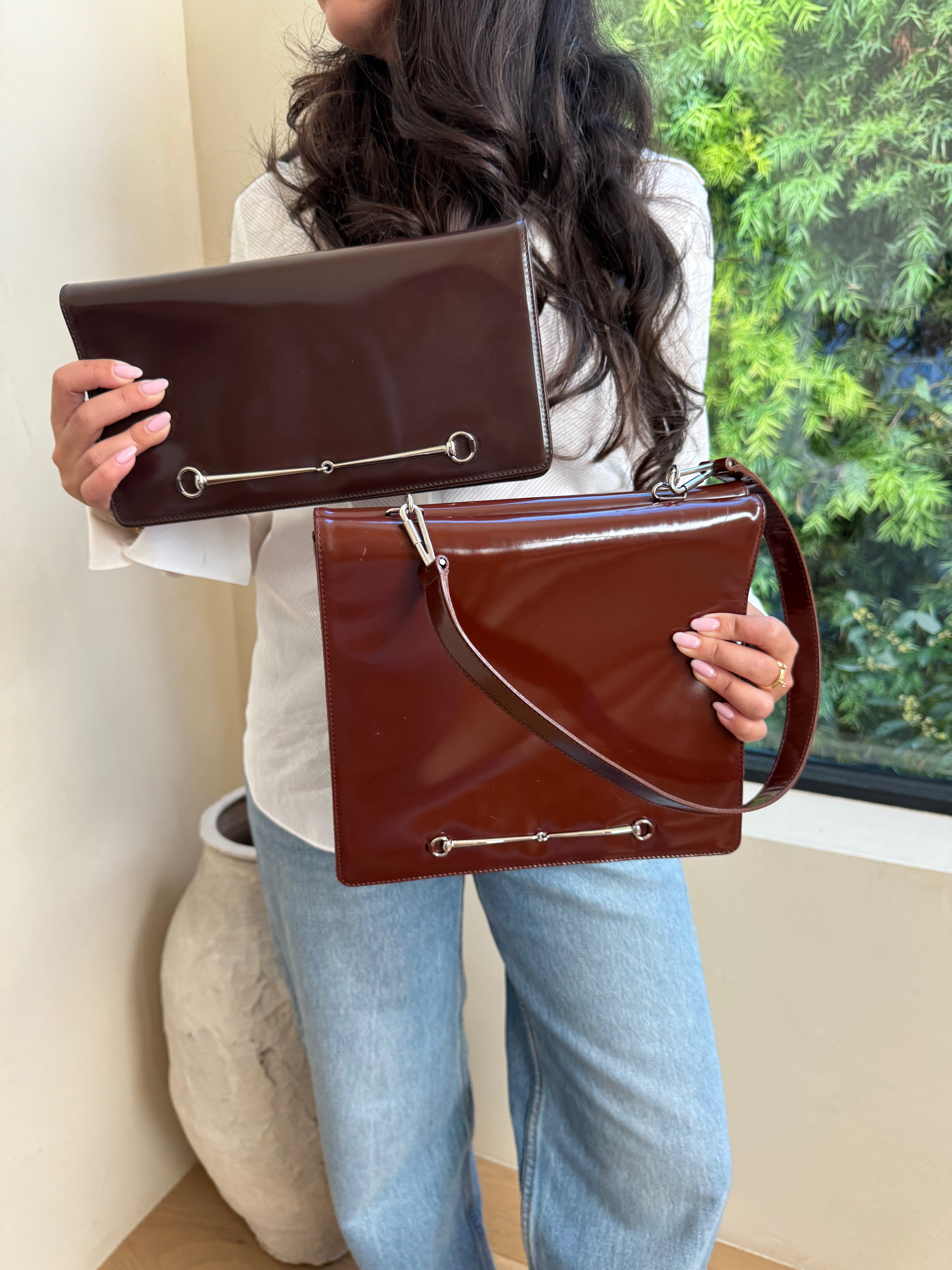 Gucci Tom Ford Horsebit Shoulder Bag Burgundy