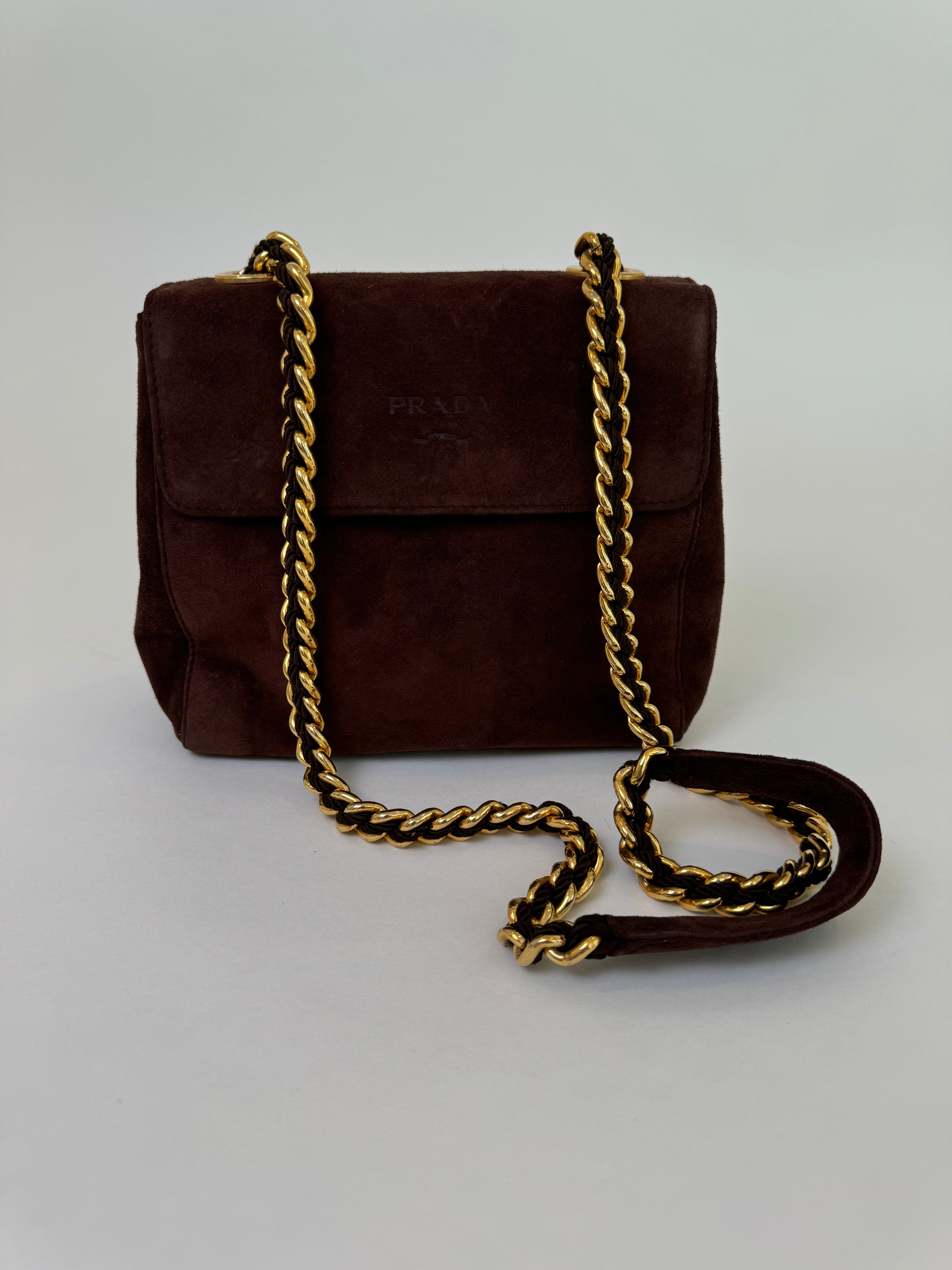 Prada Brown Suede Shoulder Bag