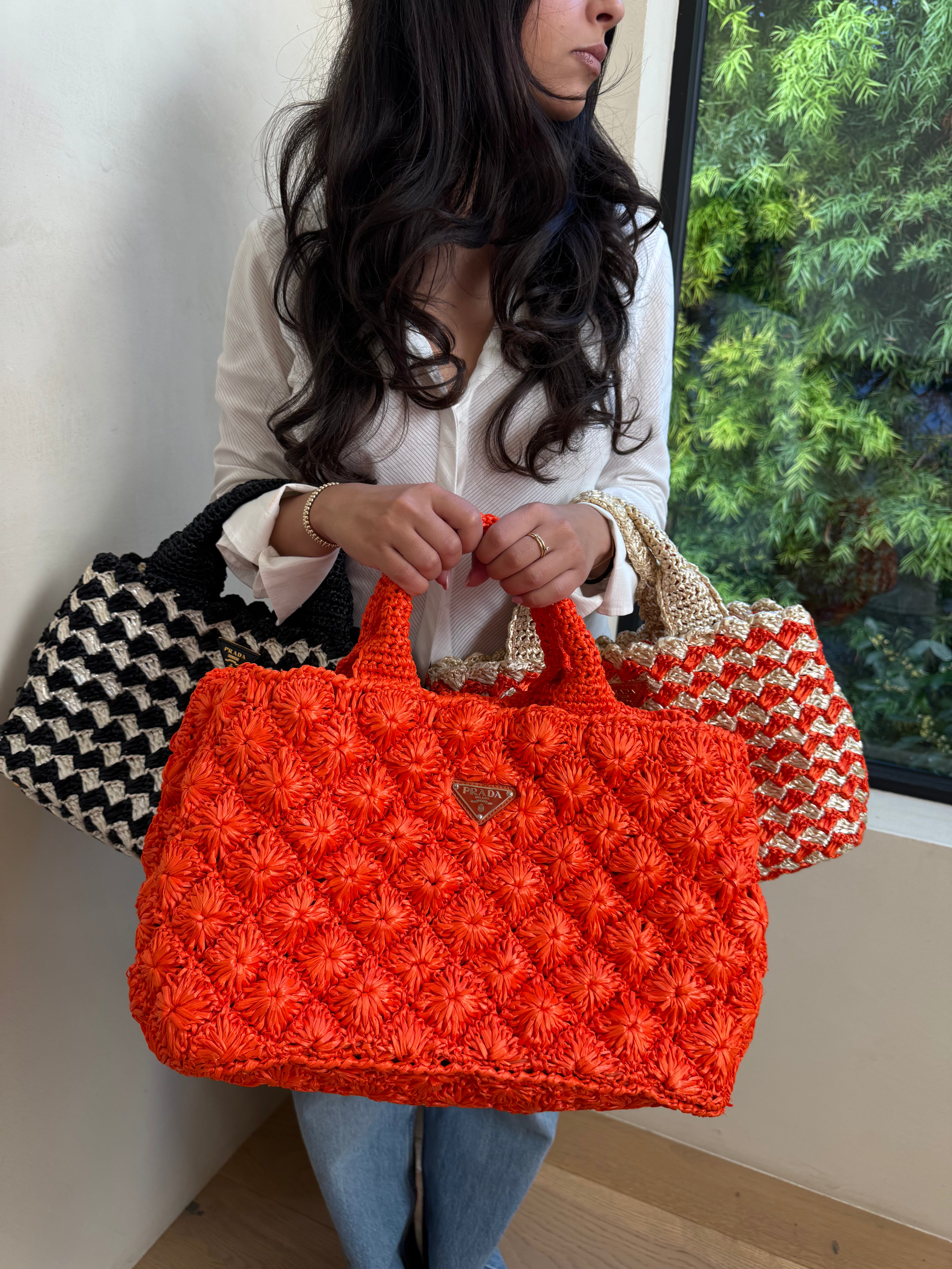 Prada Vintage Raffia Tote