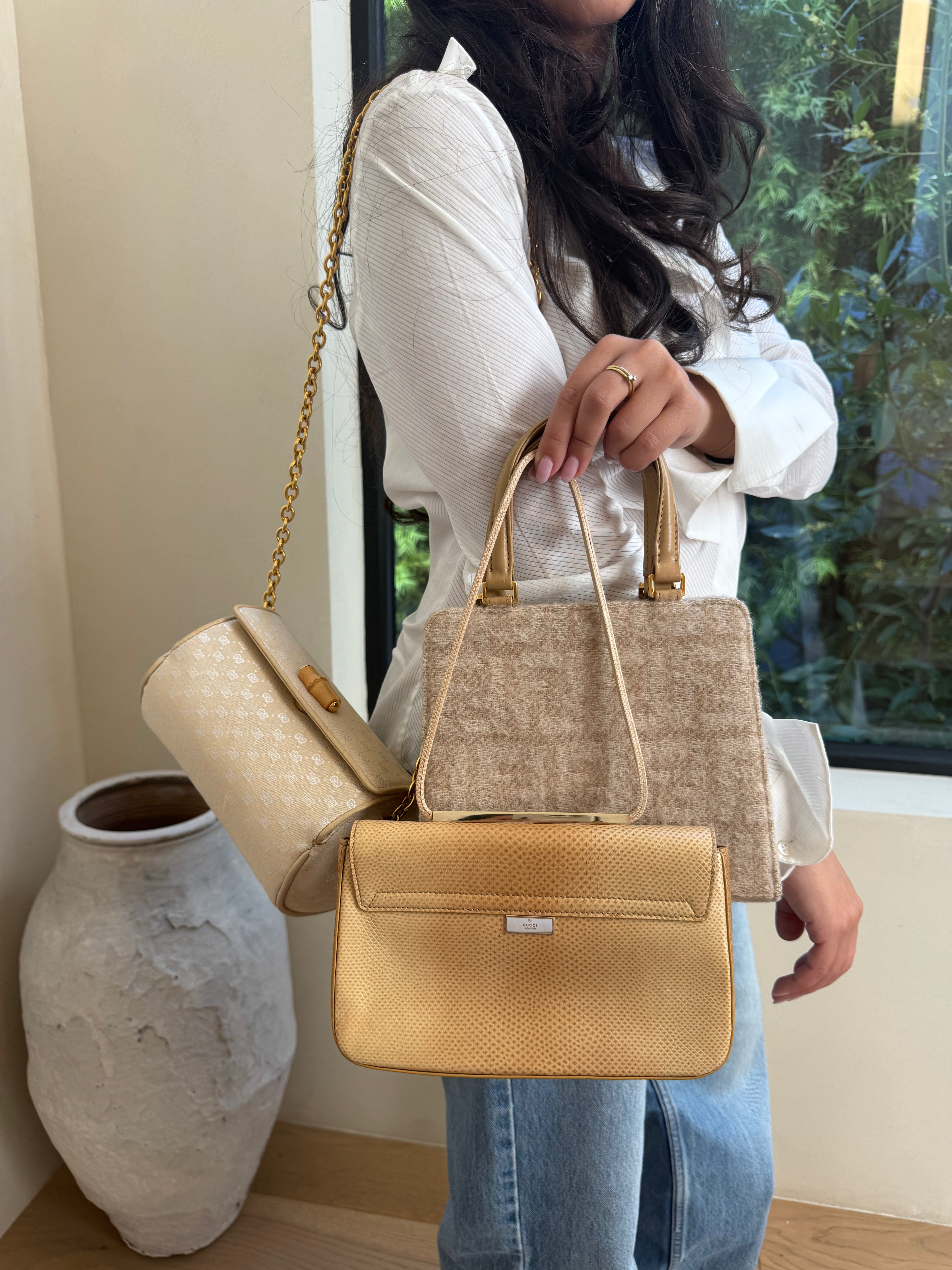 Gucci Vintage Lizard Shoulder Bag
