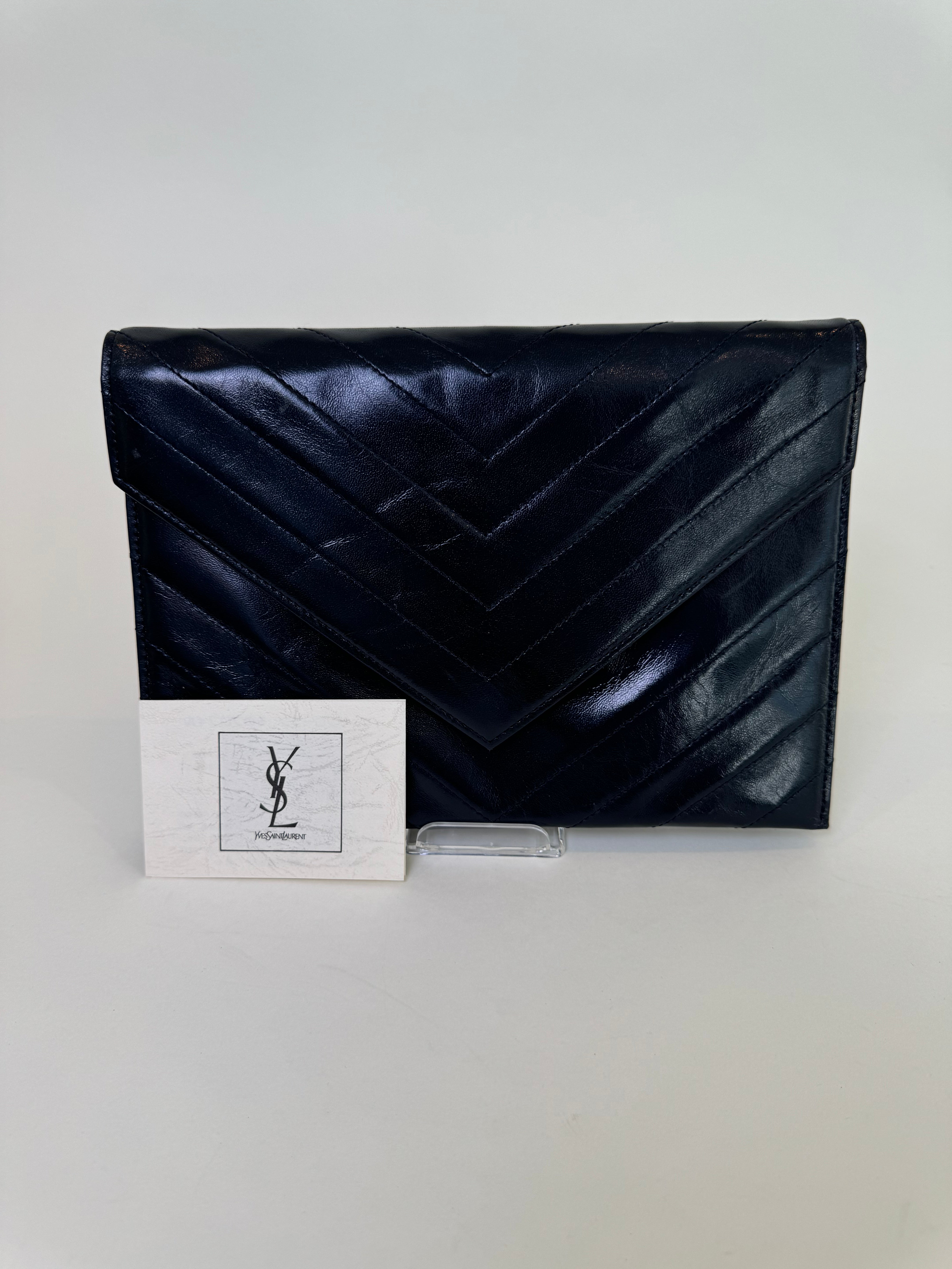 YSL Black Leather Clutch