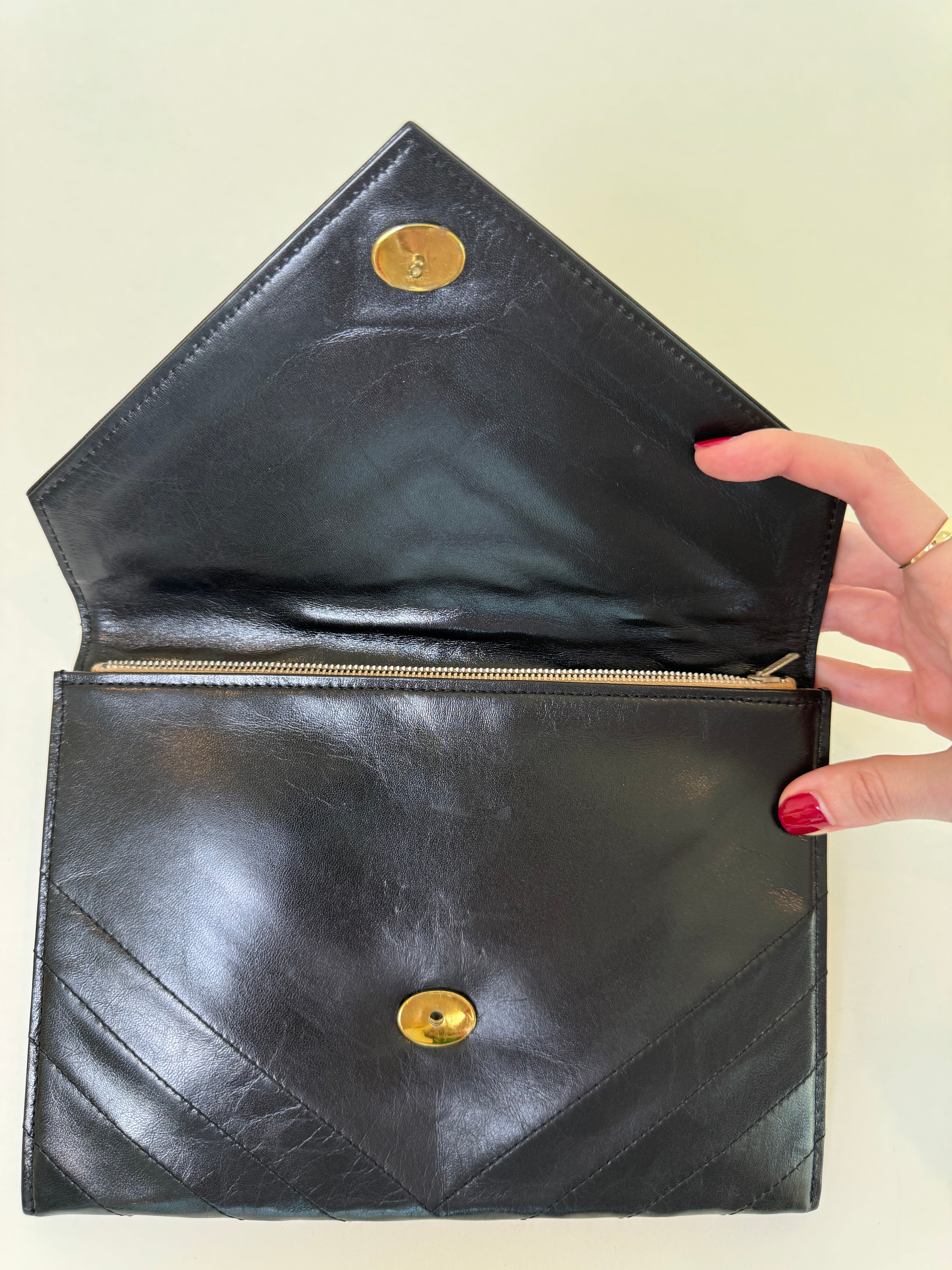 YSL Black Leather Clutch