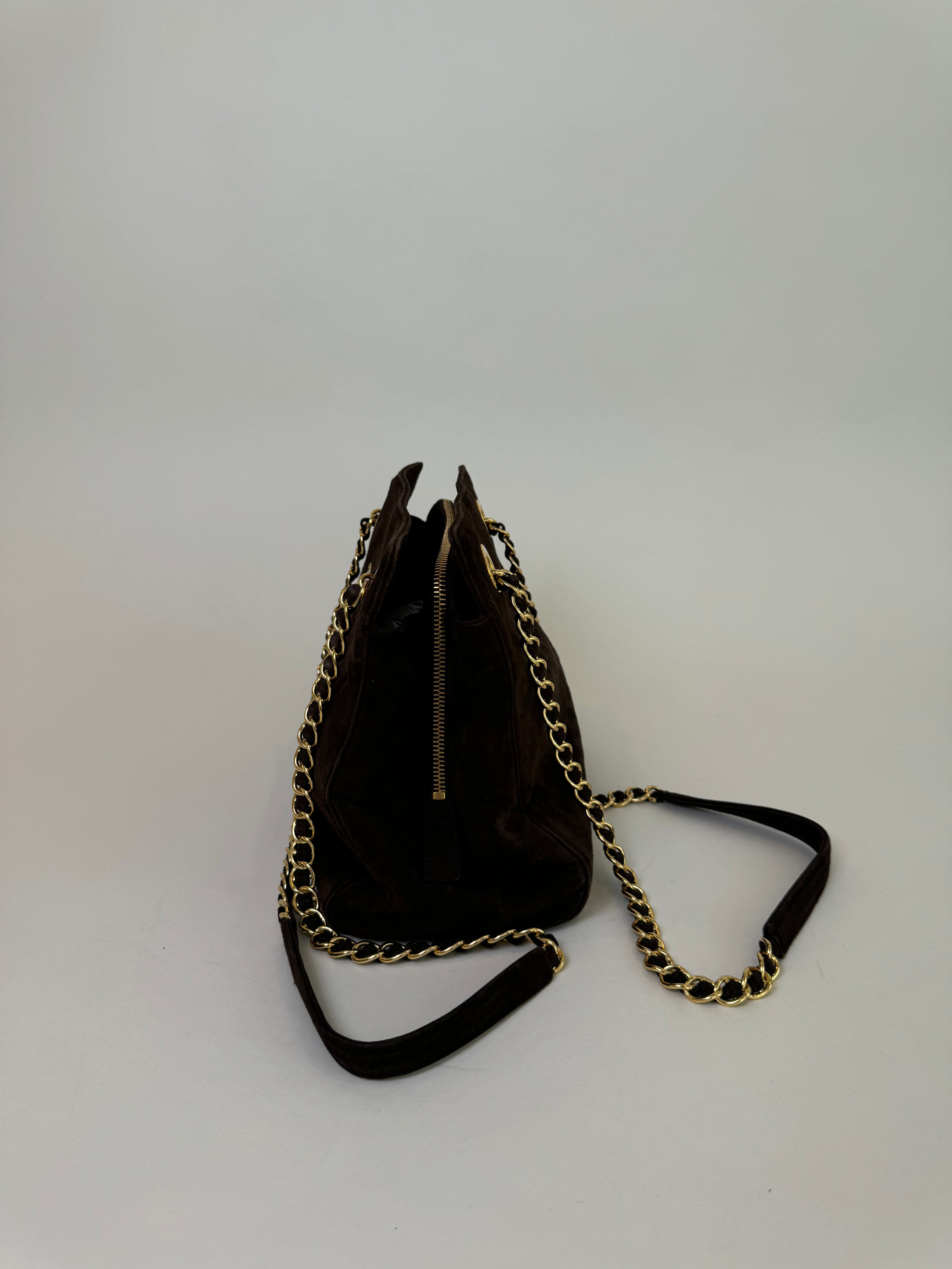 Prada Brown Suede Shoulder Bag